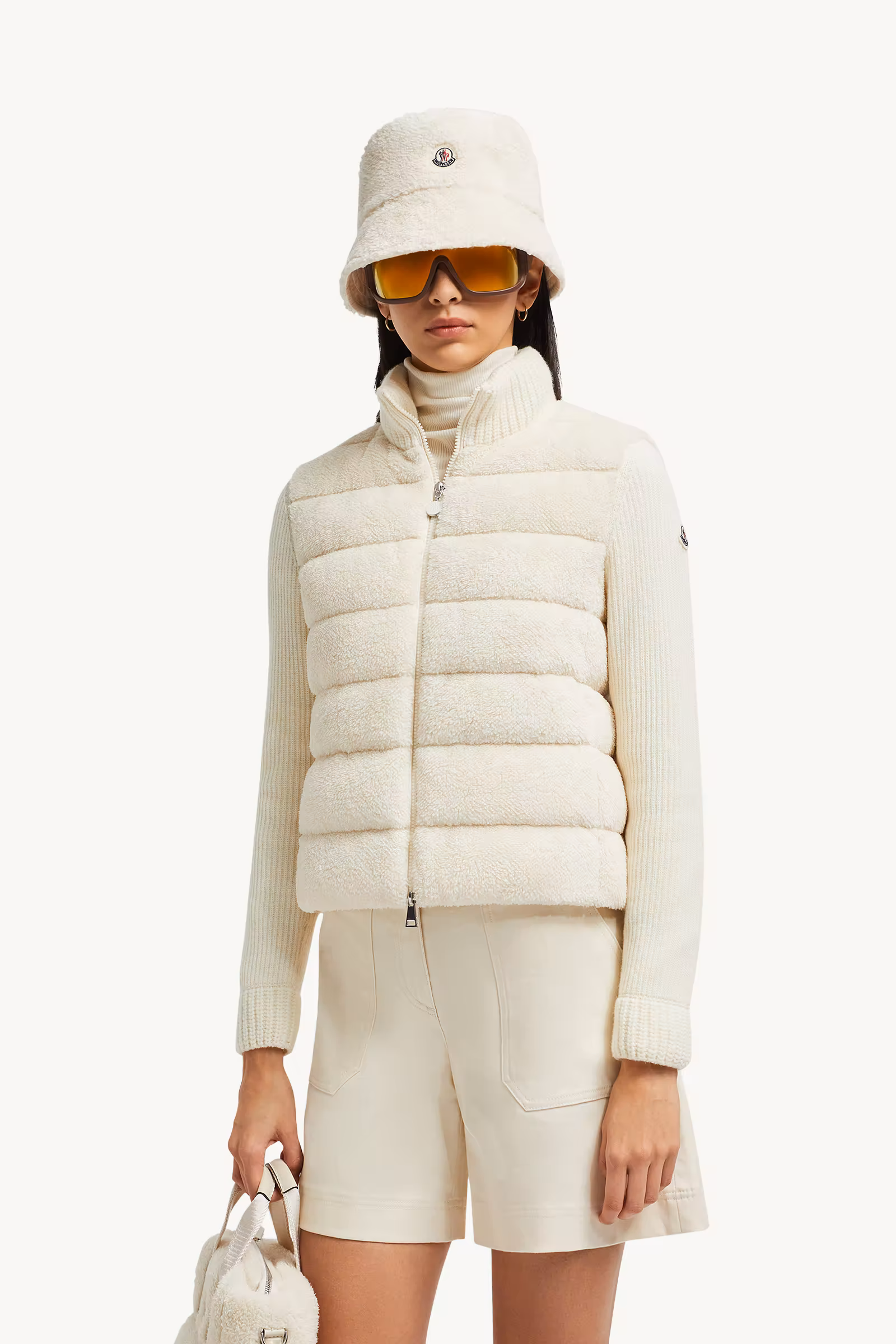 Padded Wool & Teddy Zip-Up Cardigan