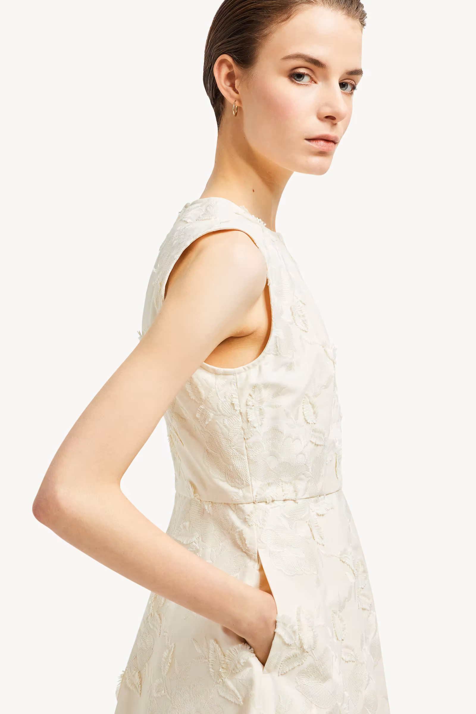 Textured Floral Gabardine Dress