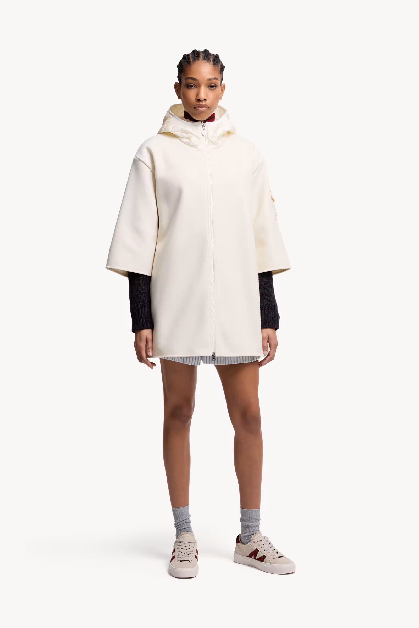 Wool Hooded Zip-Up Cape