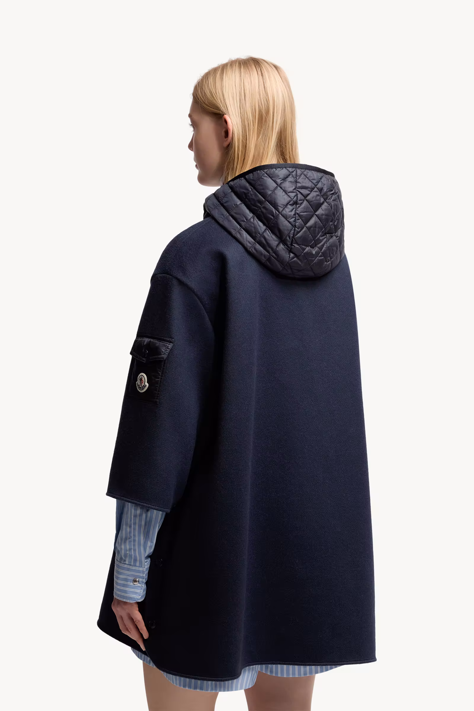 Wool Hooded Zip-Up Cape