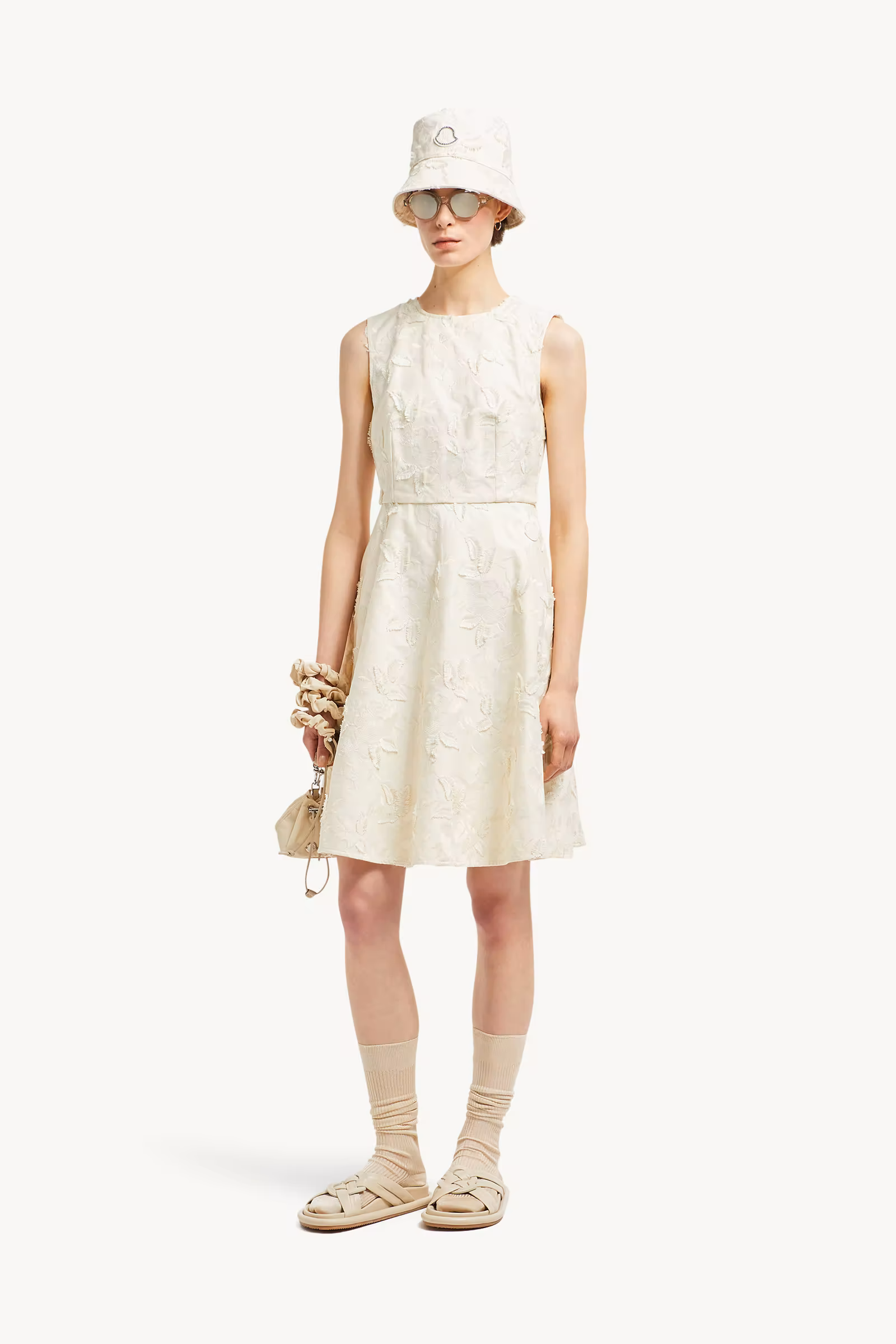 Textured Floral Gabardine Dress