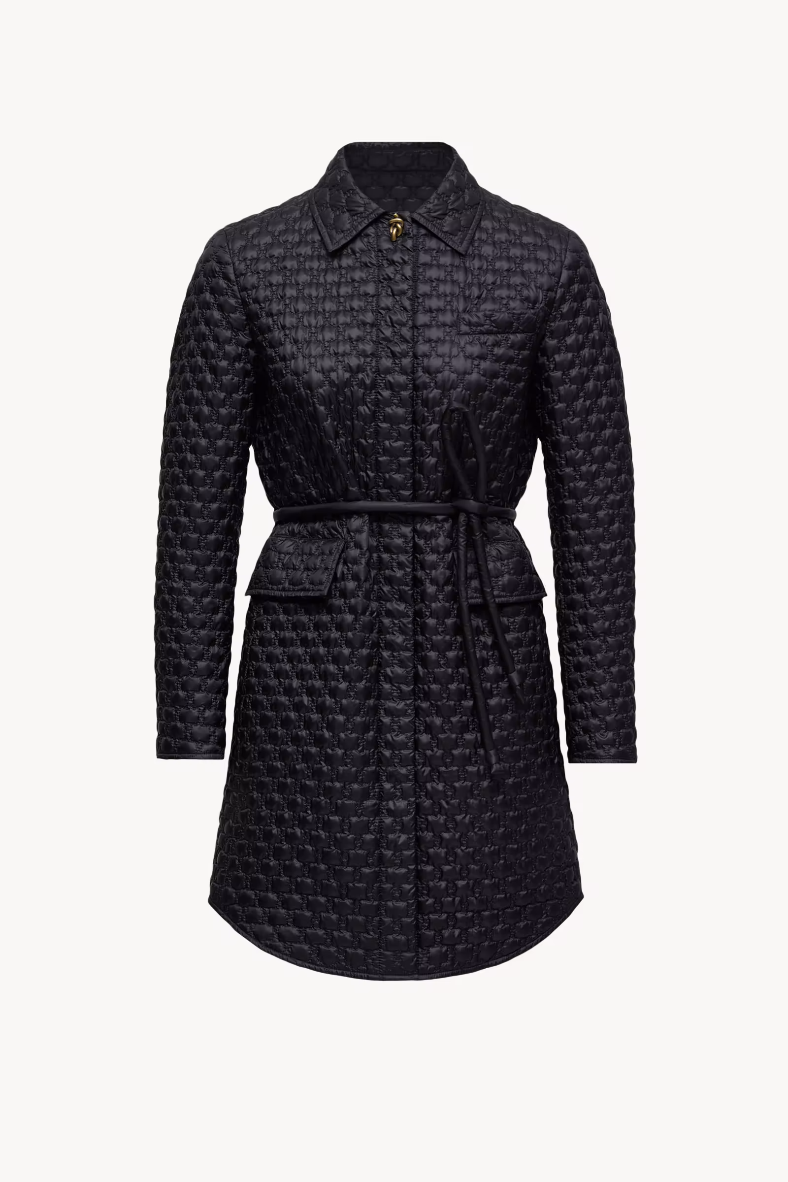 Raissac Geometric-Quilted Long Down Jacket