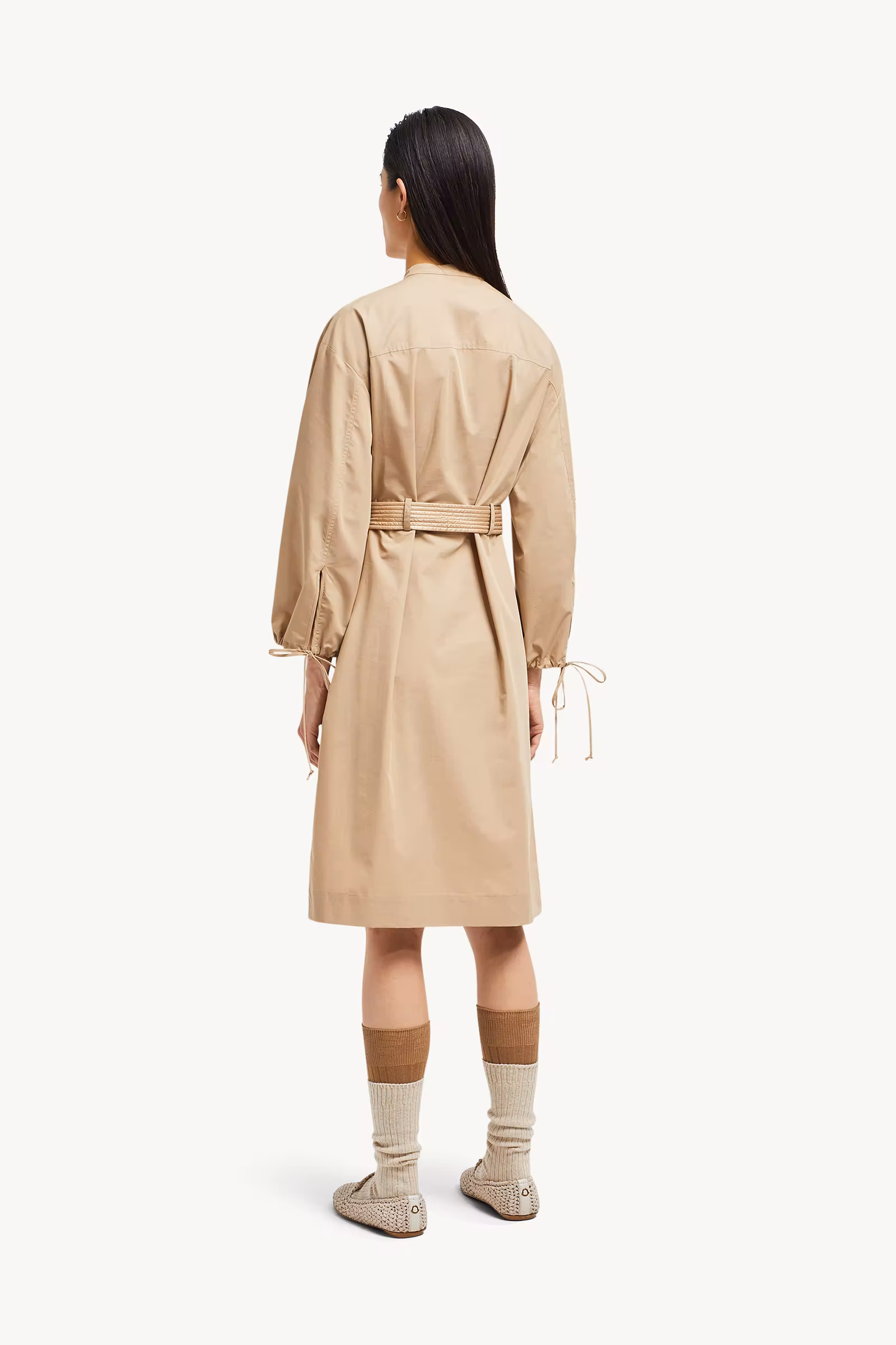 Belted Poplin Midi Dress