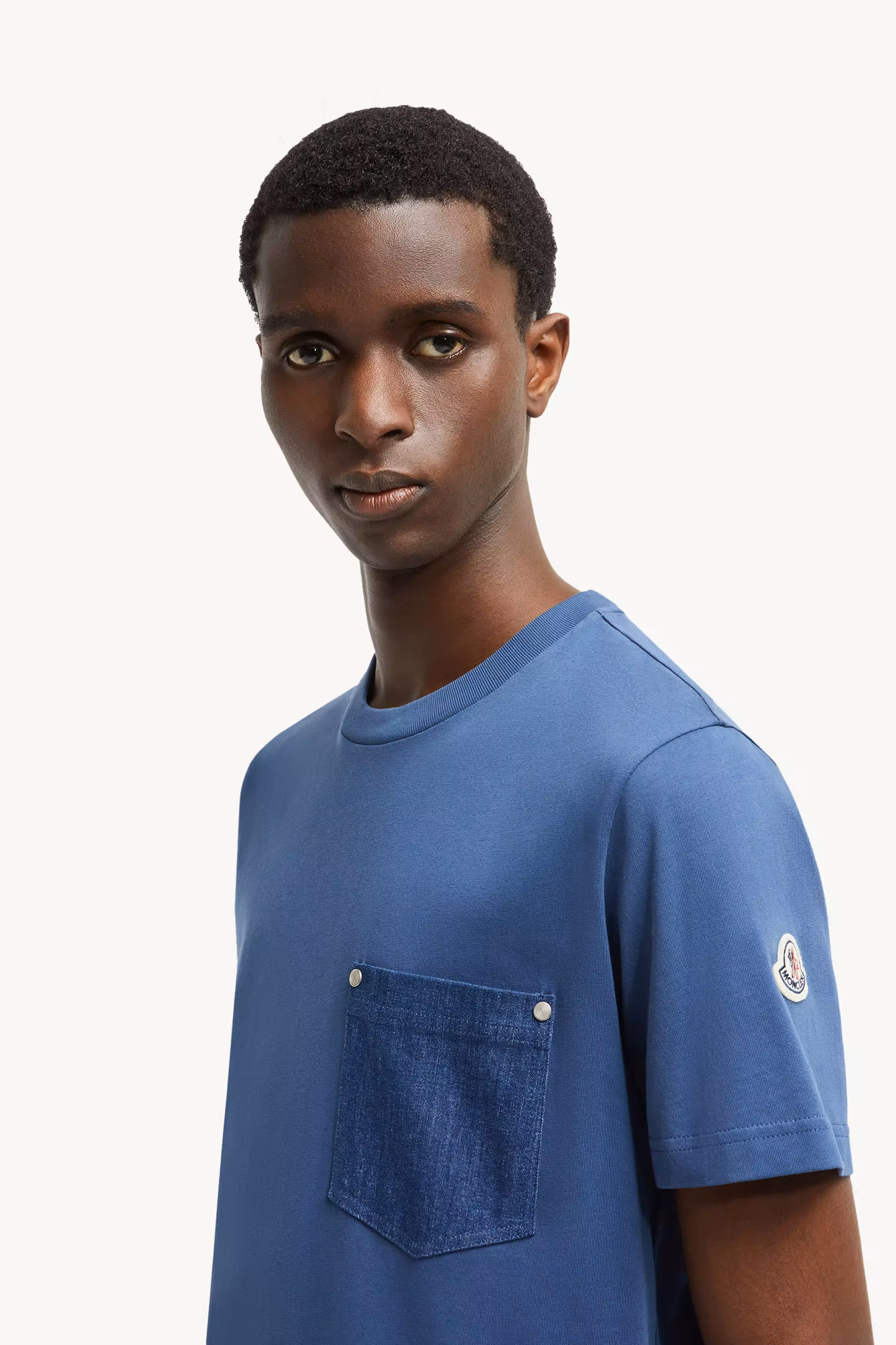 Cotton & Denim T-Shirt with Pocket