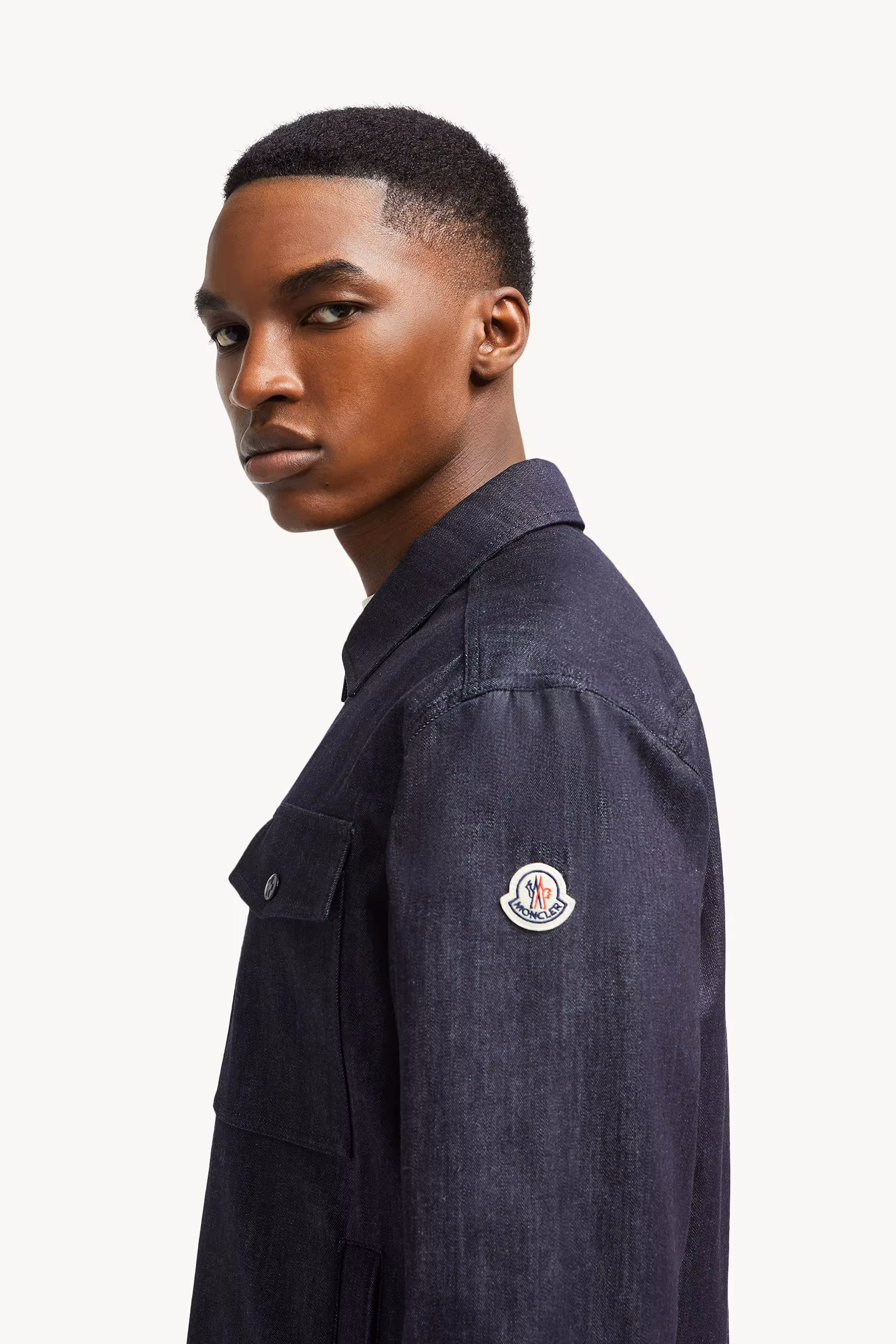 Denim Long Sleeve Zip-Up Shirt