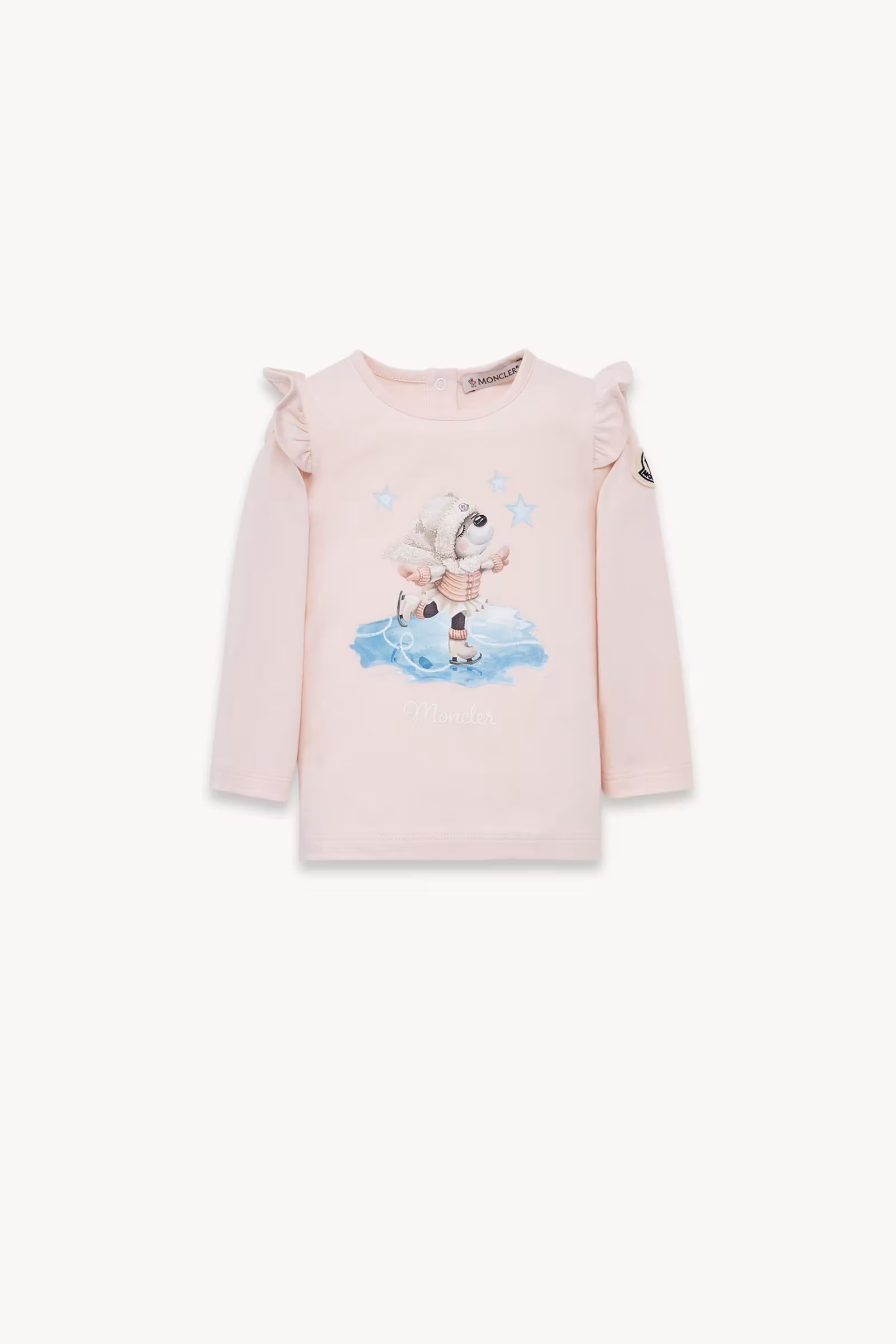 Teddy Bear Motif Long Sleeve Cotton T-Shirt