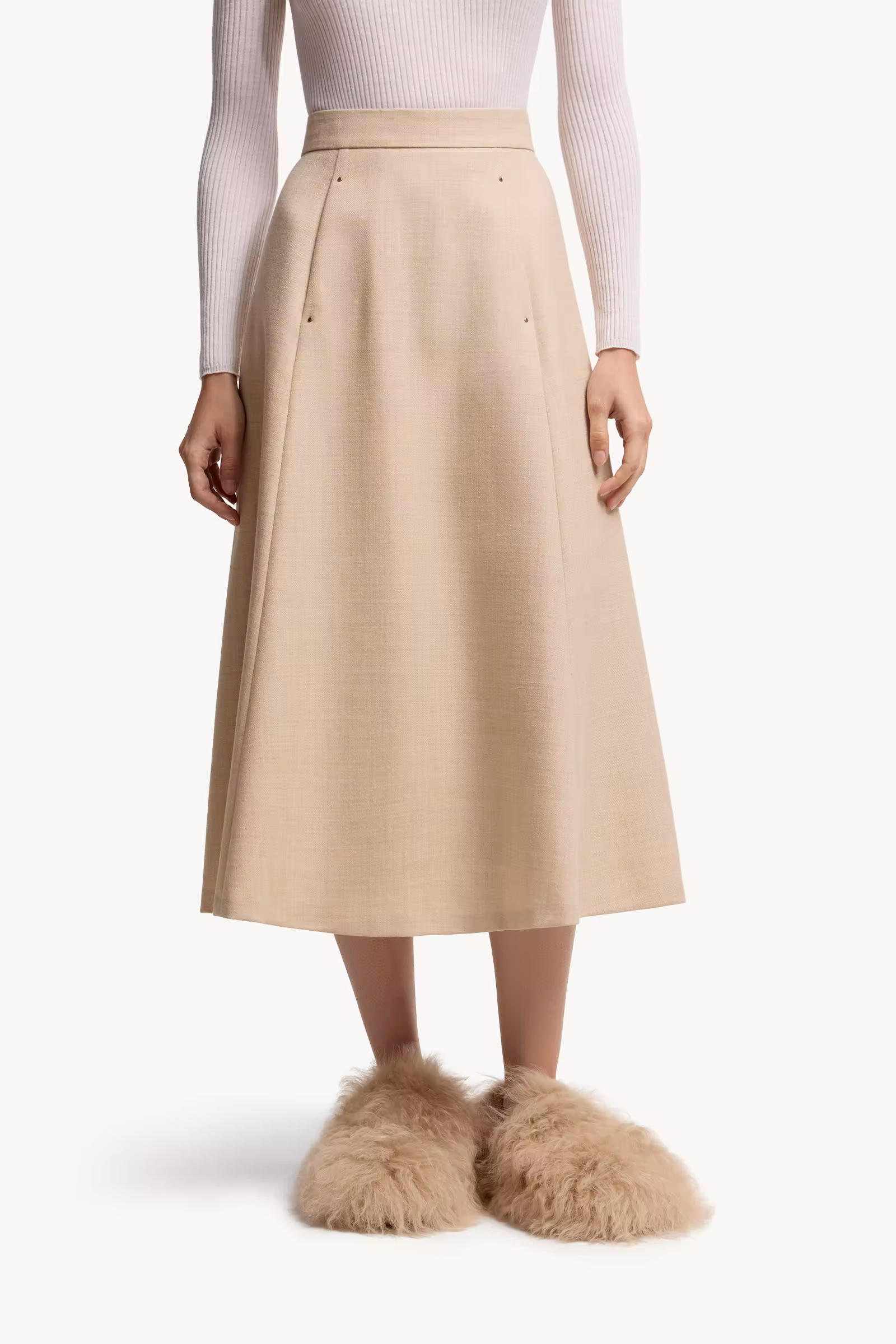 Mouliné Wool Midi Skirt