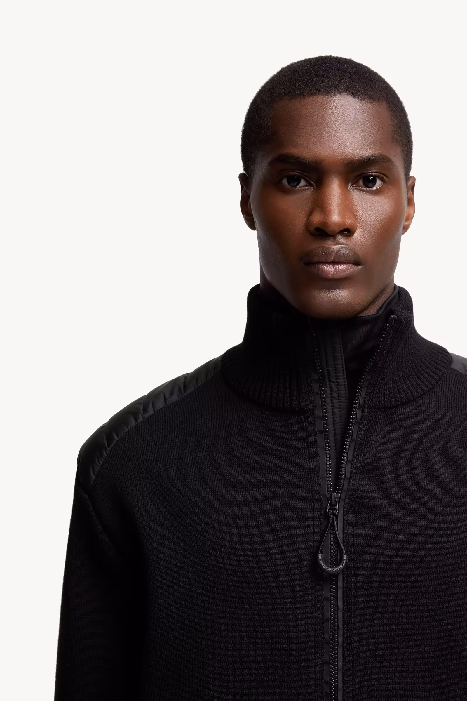 Padded Wool Zip-Up Cardigan