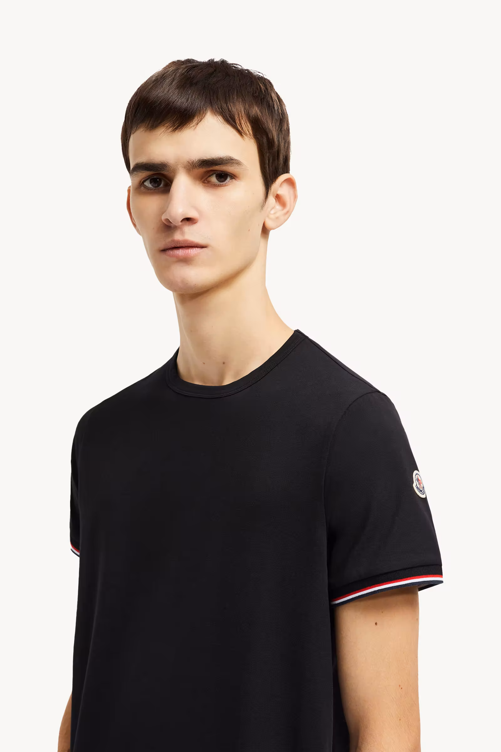 Tricolor-Trimmed Cotton T-Shirt