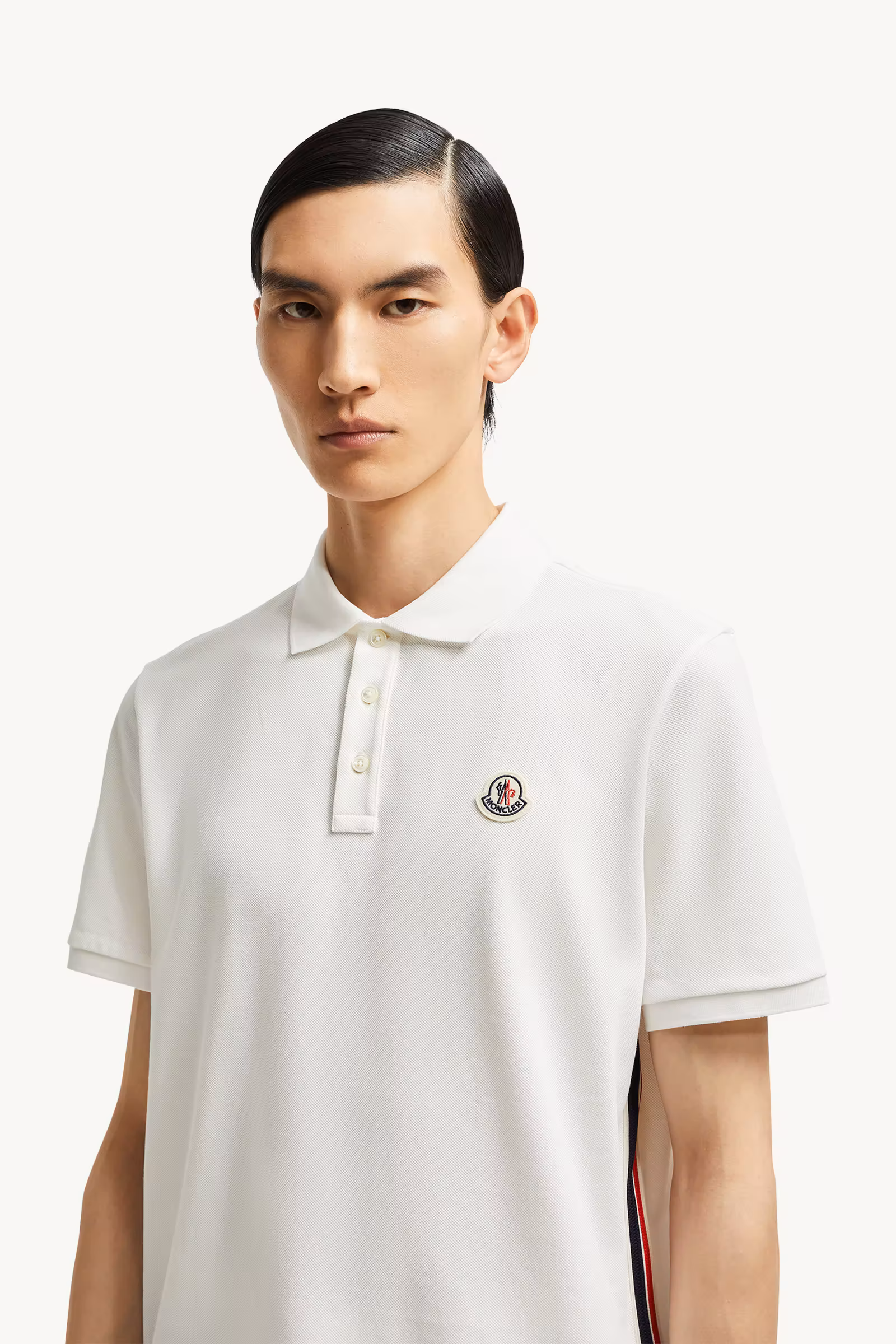 Striped Accent Cotton Piquet Polo Shirt