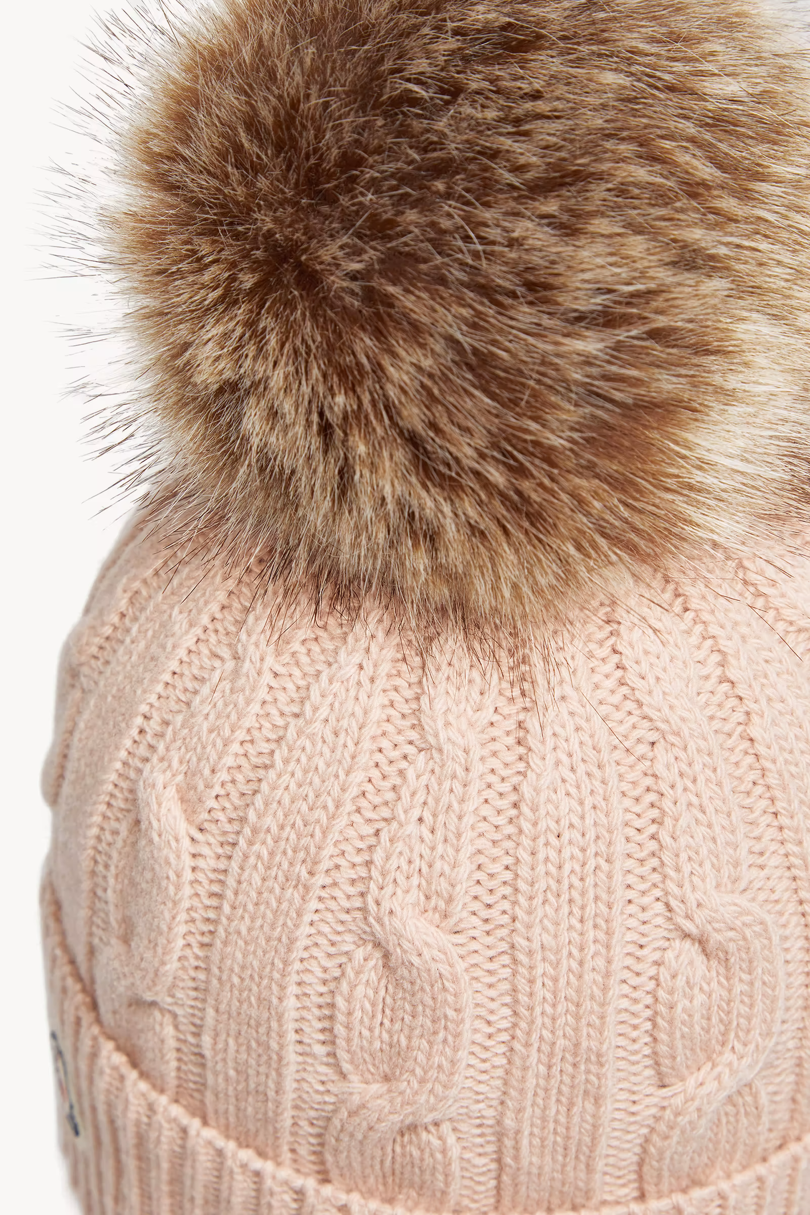 Wool & Cashmere Beanie with Faux Fur Pom Pom
