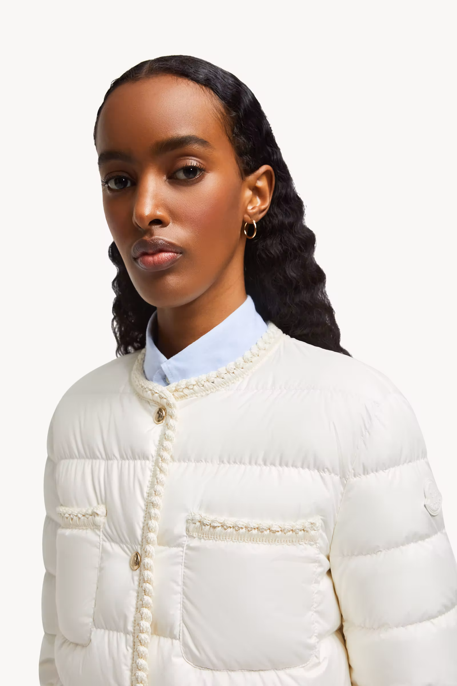 Gencaylong Braided Trim Mid-Length Down Jacket