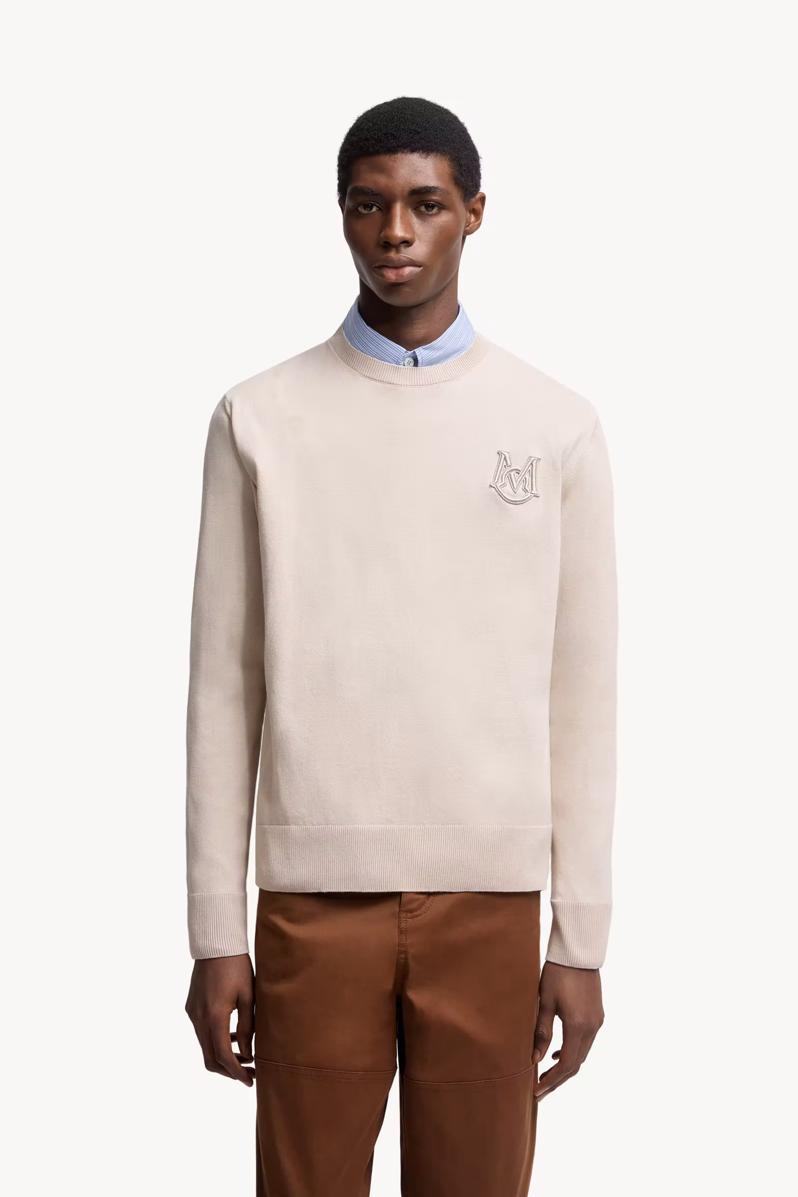 Embroidered Monogram Cotton Sweater