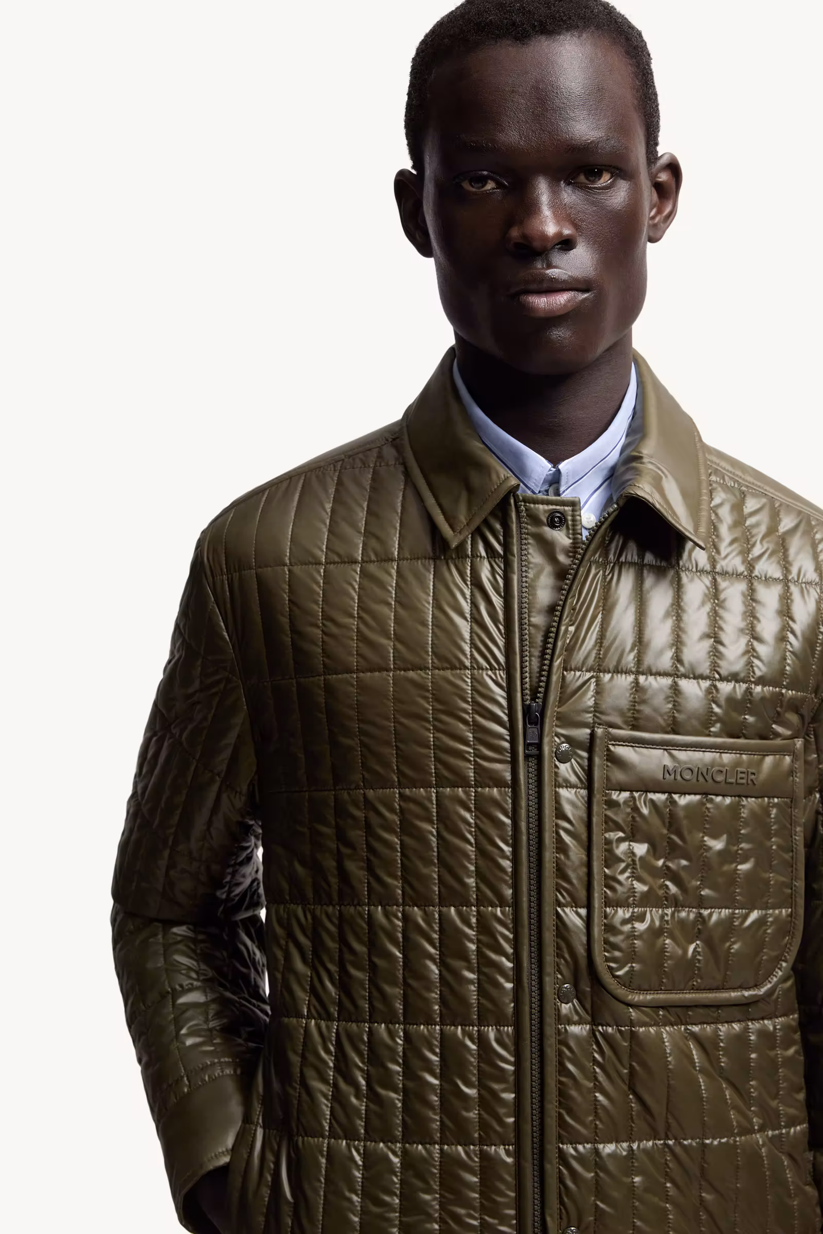 Madiere Vertical-Quilted Padded Shirt Jacket