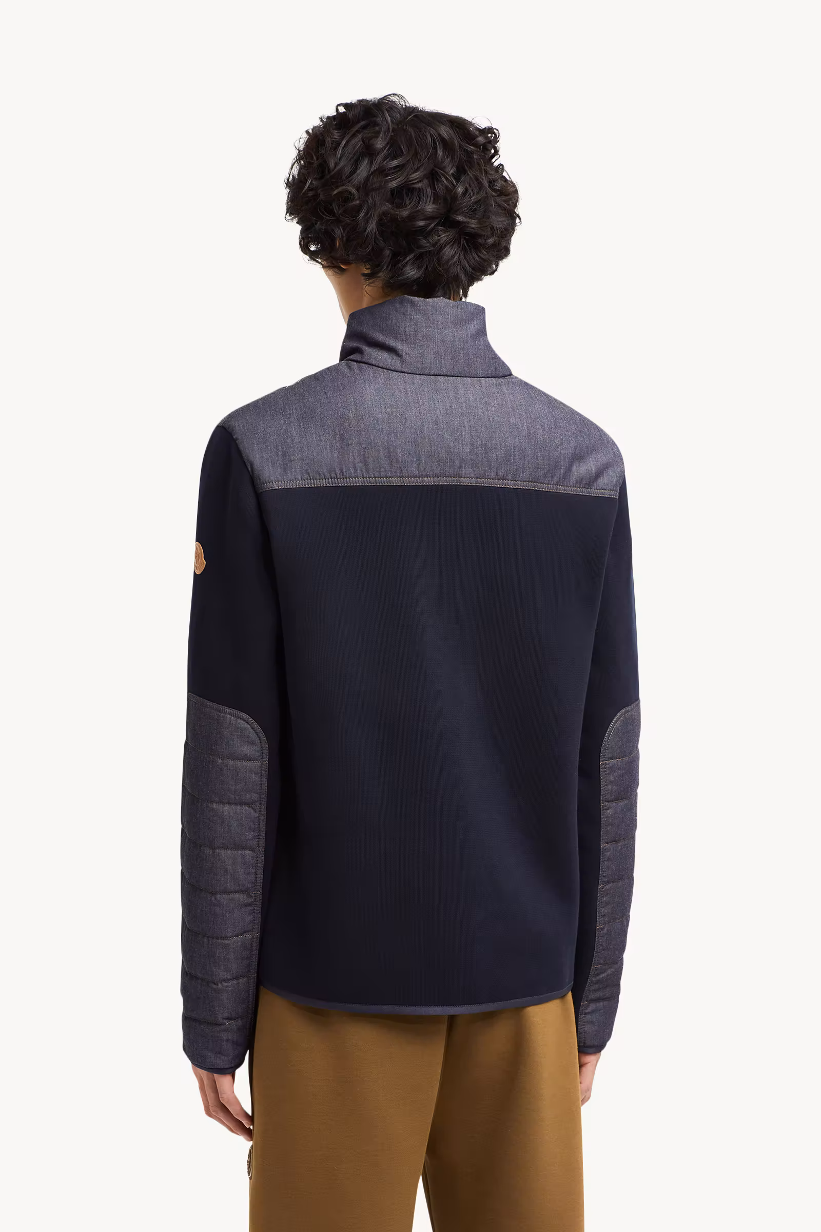 Padded Snake-Quilted Denim Cardigan