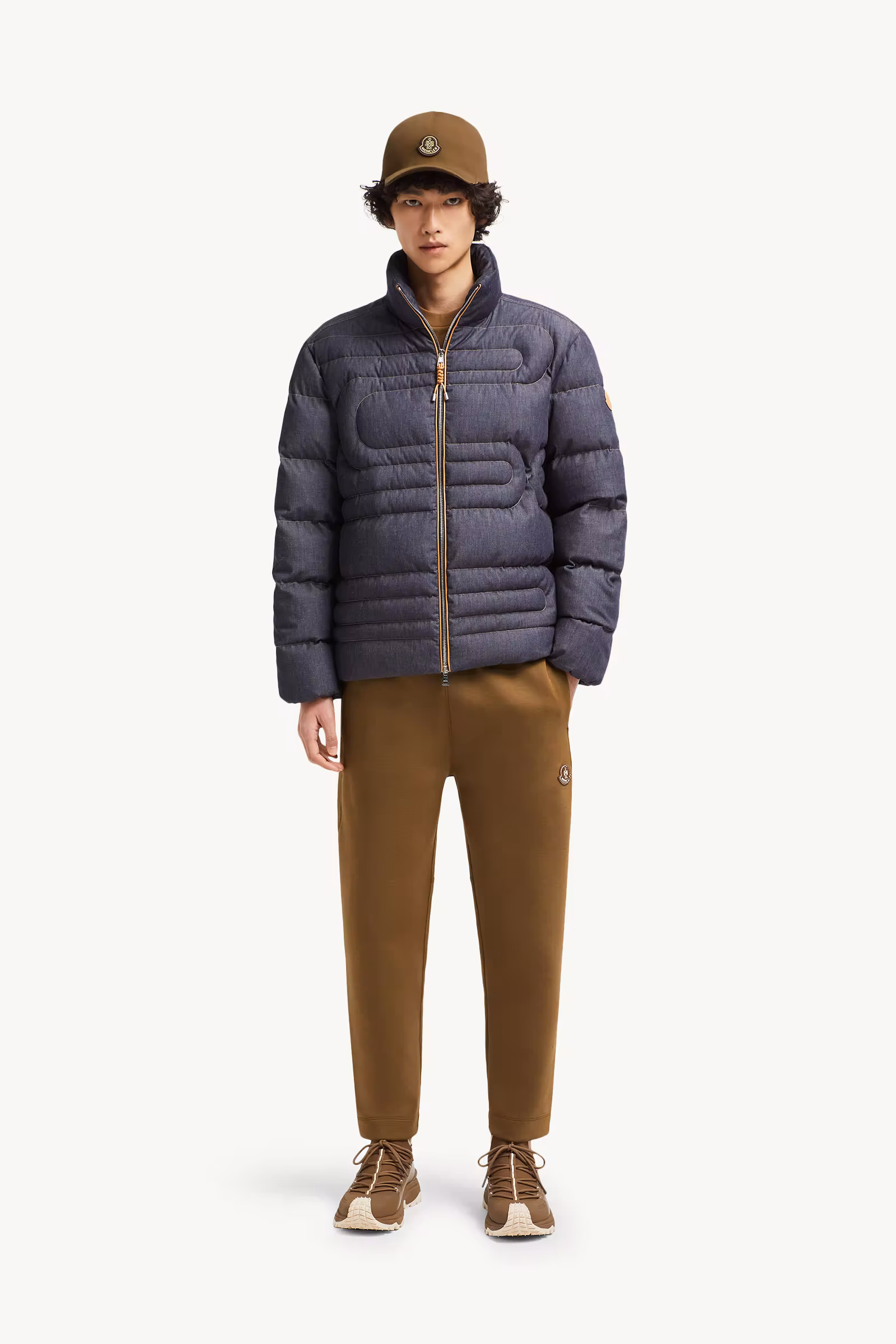 Xiaohai Snake-Quilted Denim Short Down Jacket