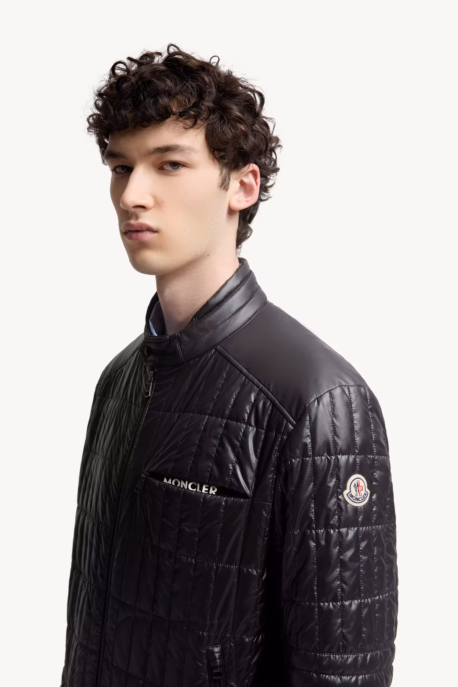 Lasne Vertical-Quilted Padded Biker Jacket