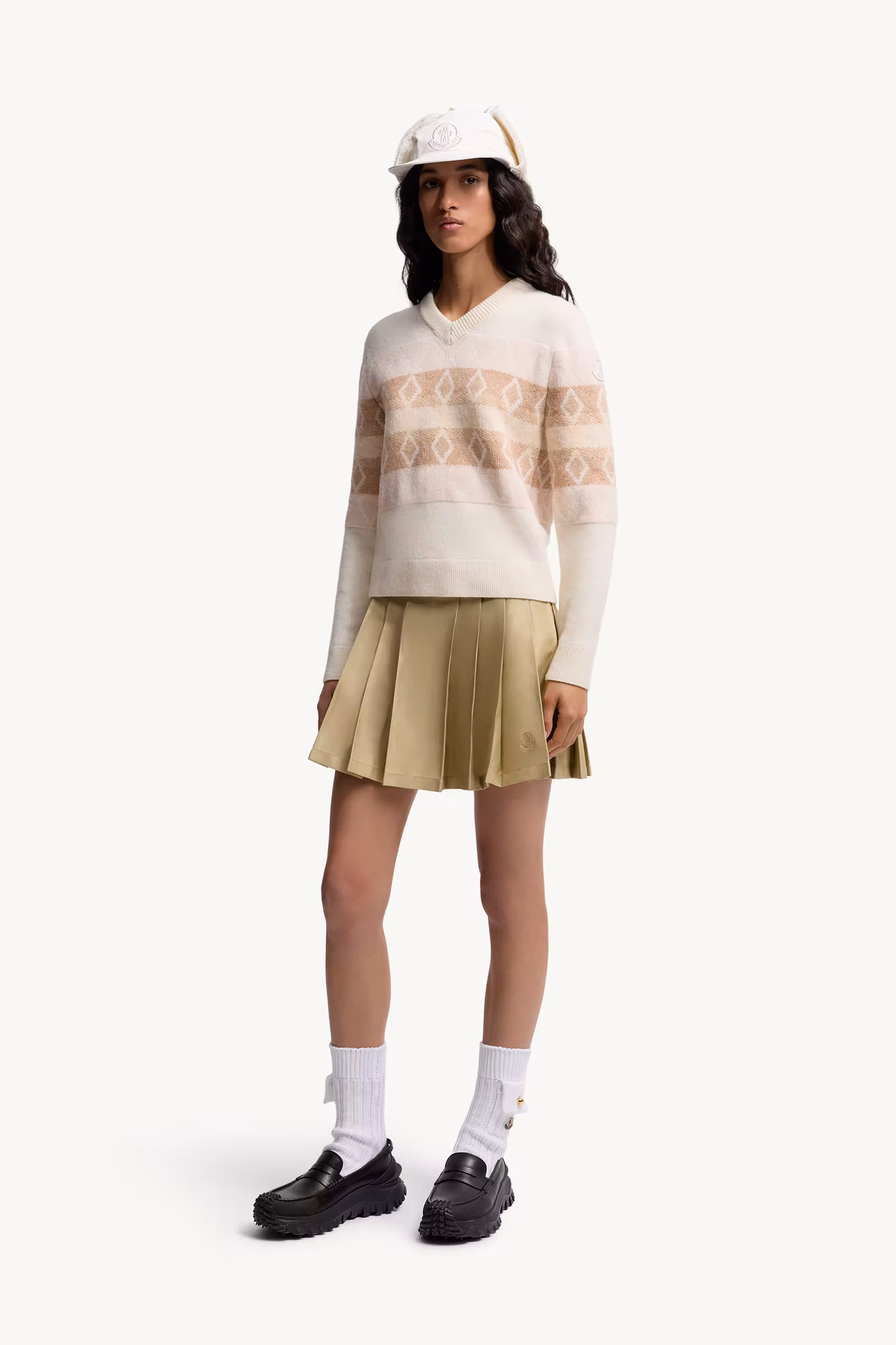 Wool Jacquard V-Neck Sweater