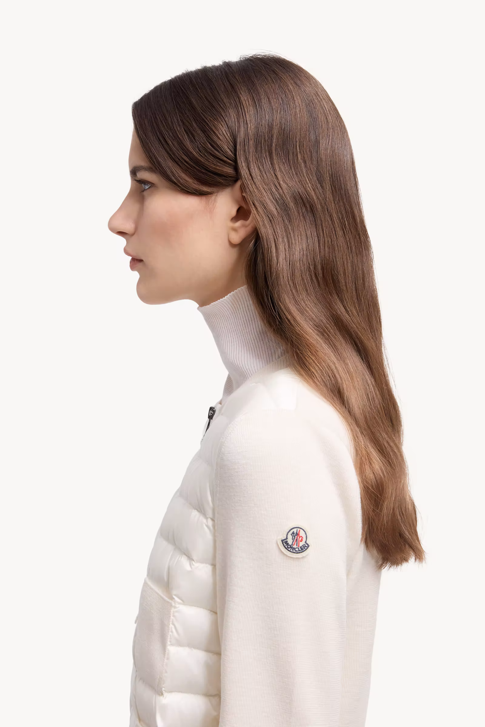 Padded Wool Zip-Up Cardigan