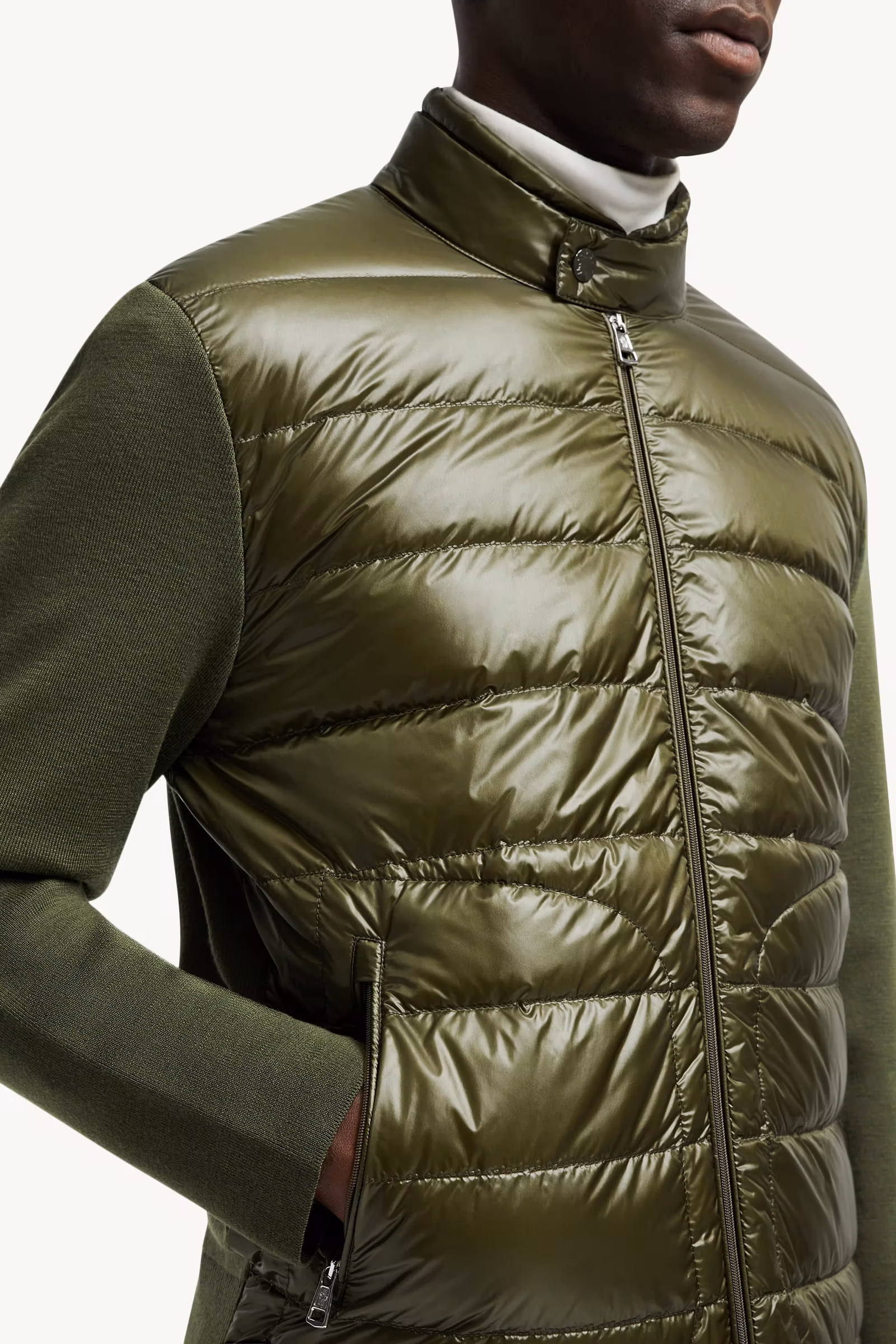 Padded Wool Zip-Up Cardigan