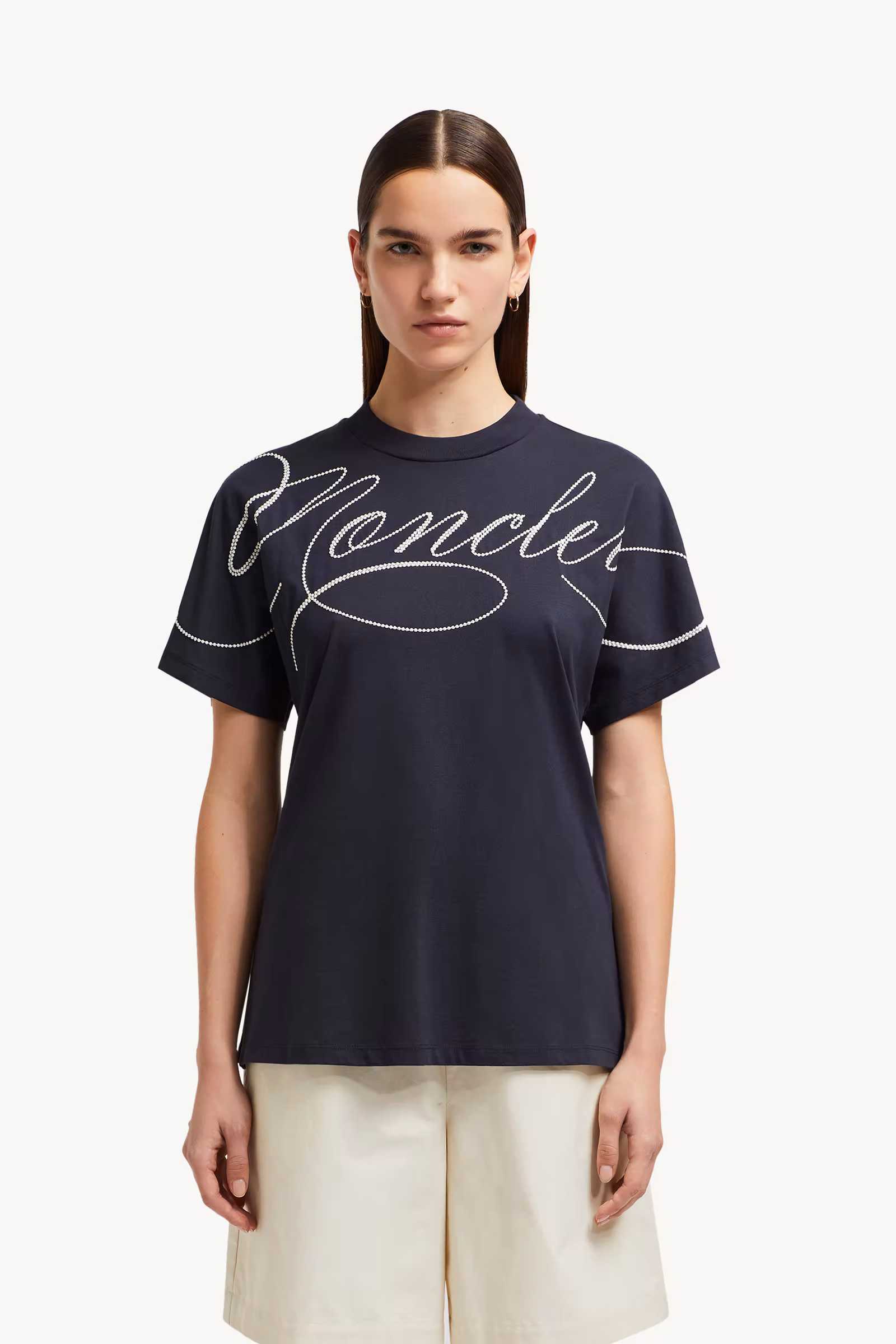 Embroidered Cursive Logo Cotton T-Shirt