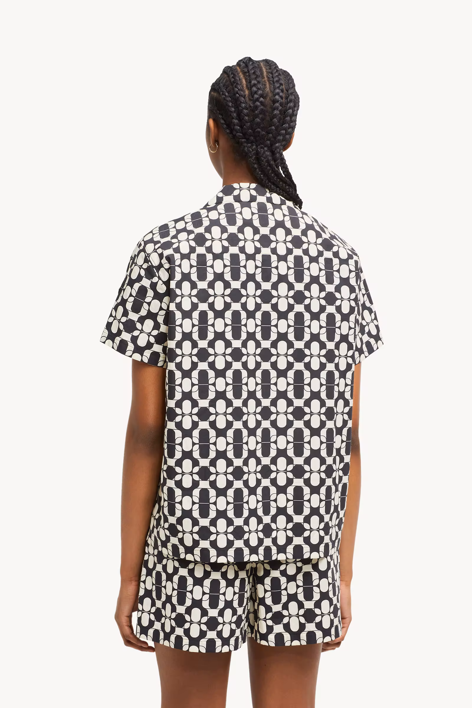 Geometric Print Cotton Short Sleeve Shirt