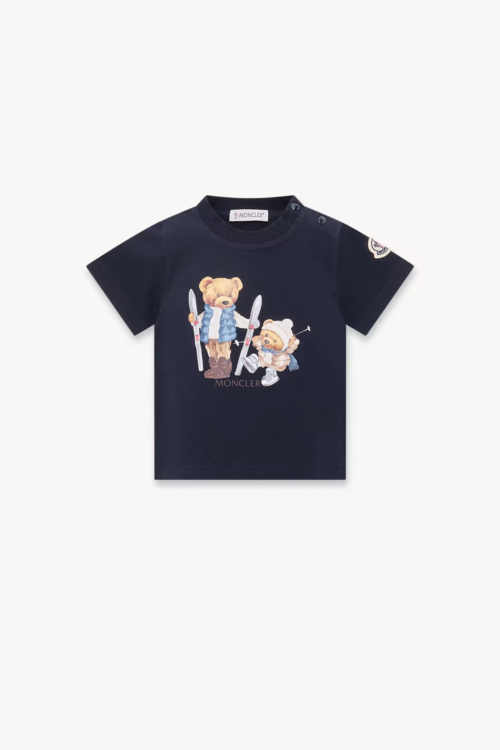 Teddy Bear Motif Cotton T-Shirt