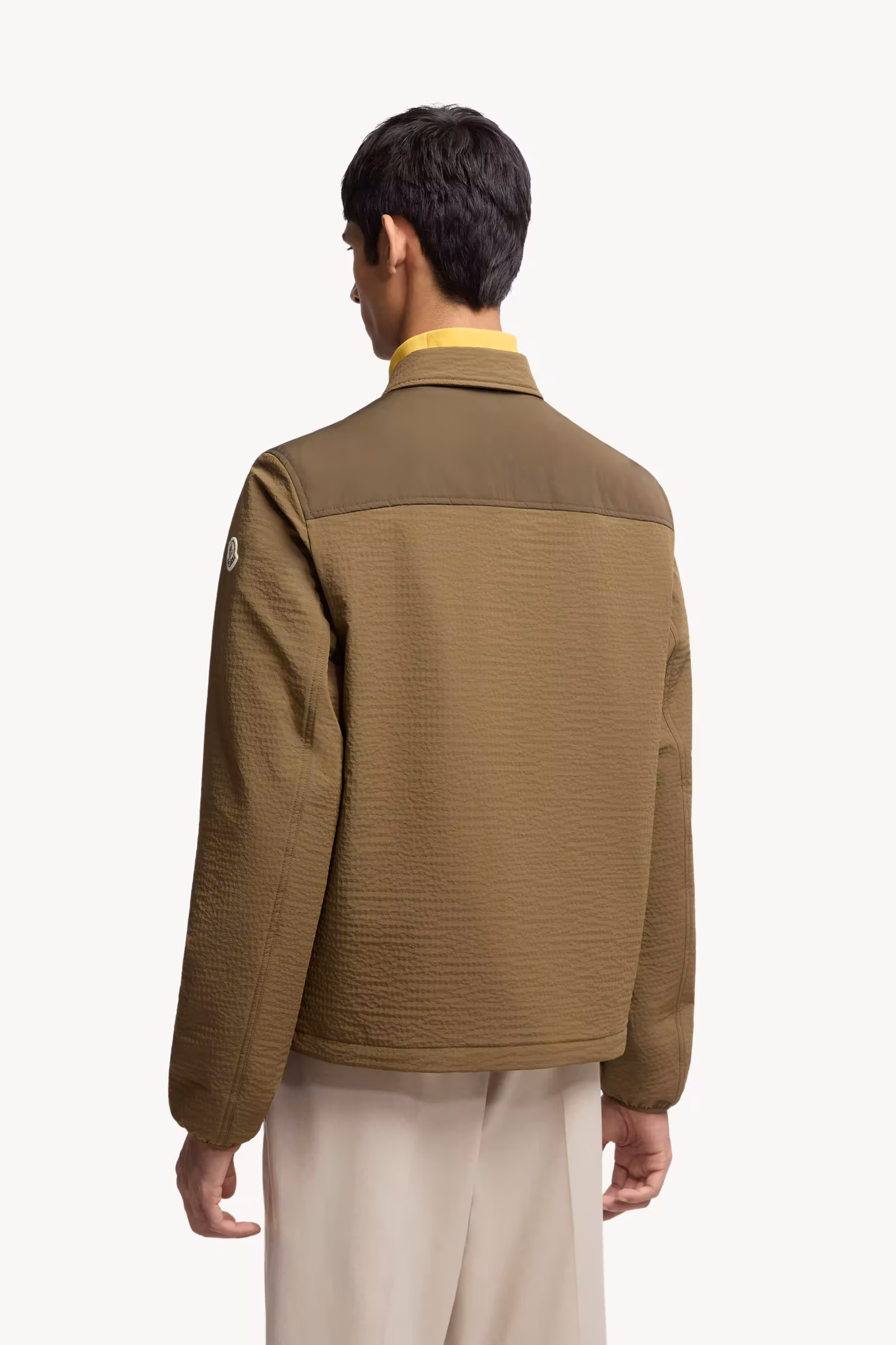 Padded Seersucker Zip-Up Shirt