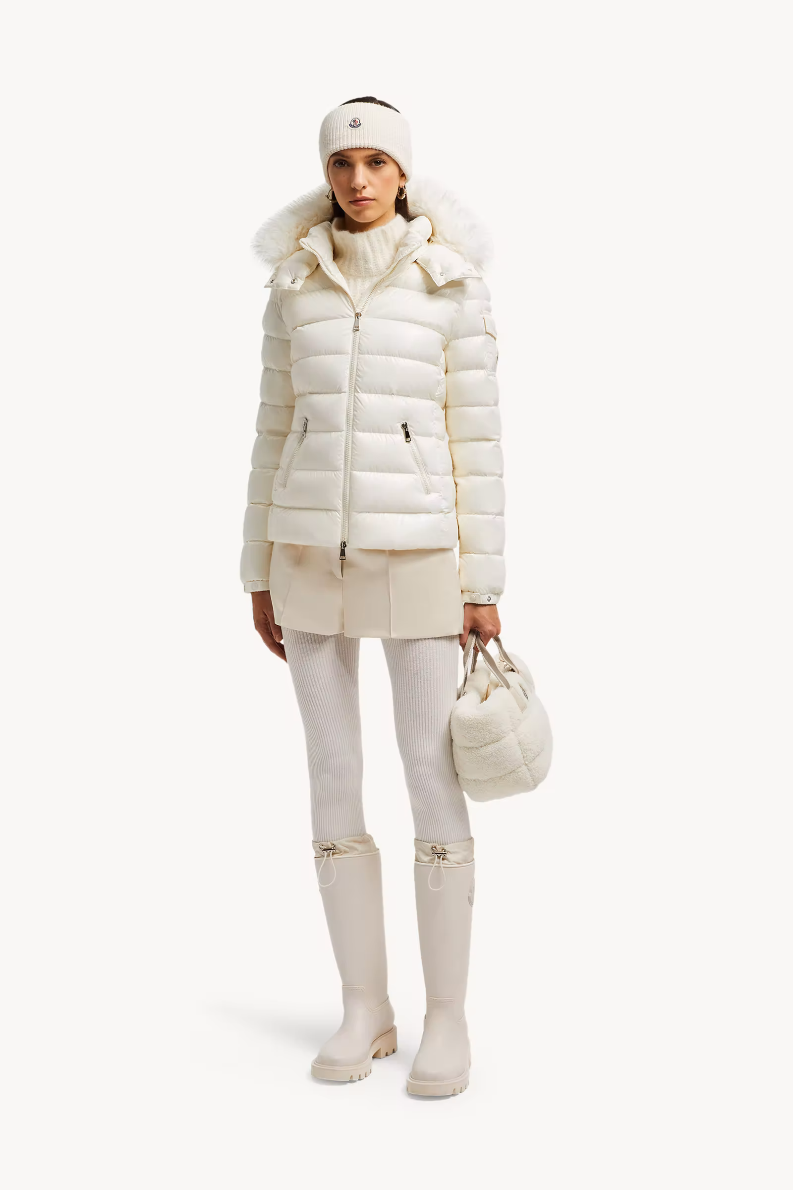 Badyf Faux Fur-Trimmed Hooded Short Down Jacket