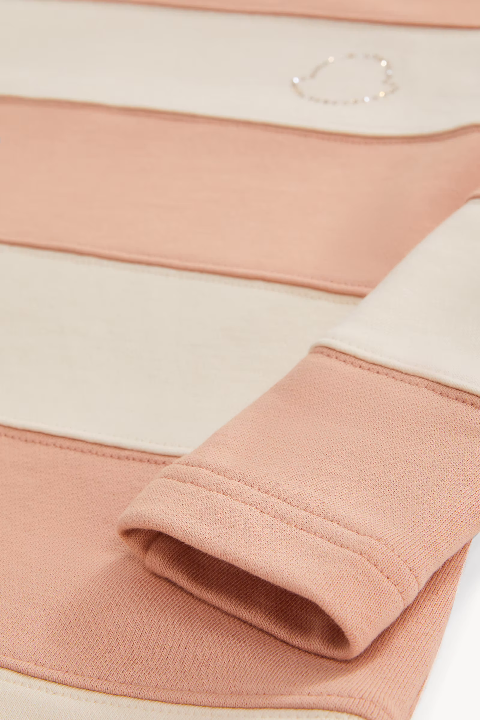 Rhinestones Logo Striped Cotton Sweatshirt