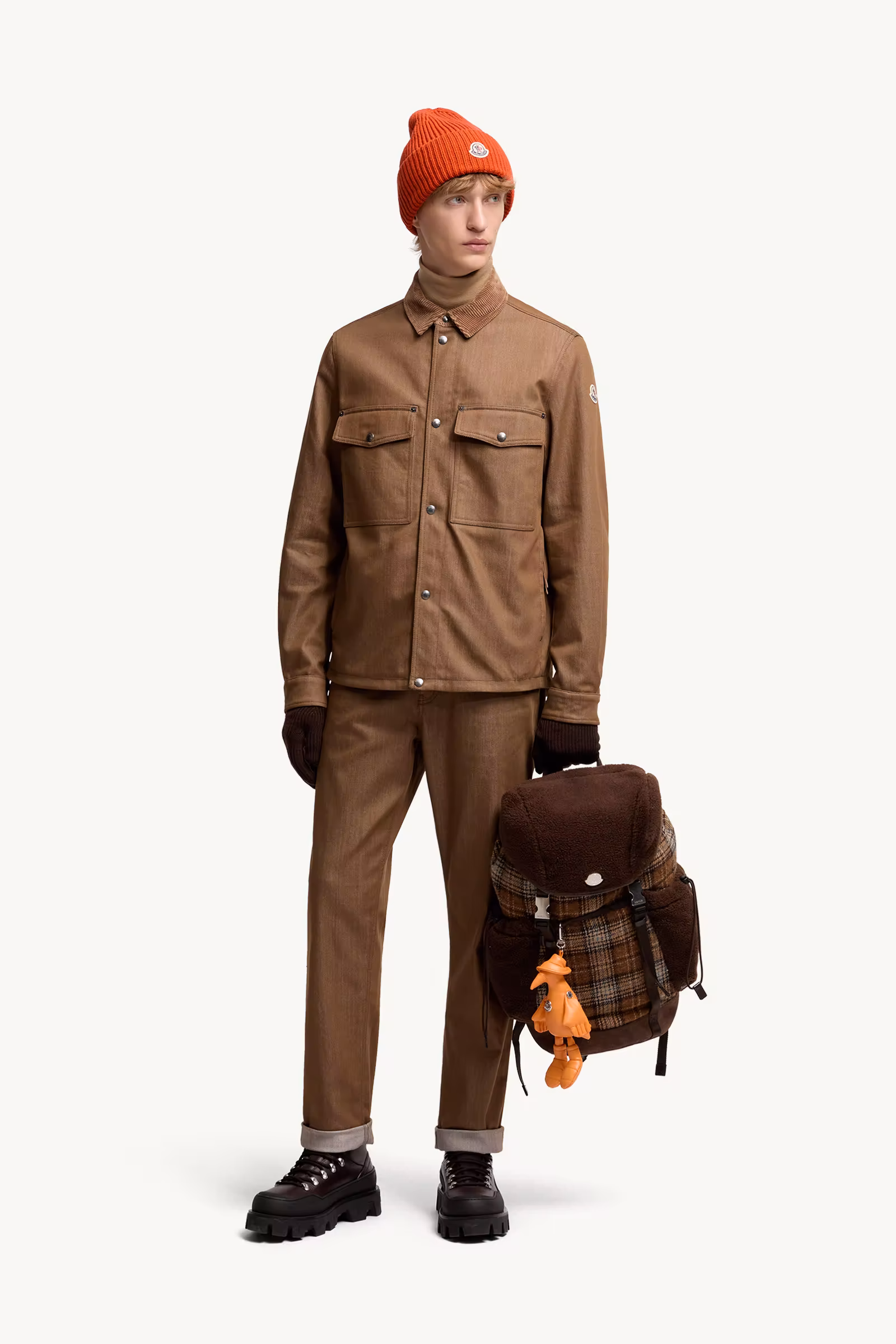 Denim Corduroy-Trimmed Shirt Jacket