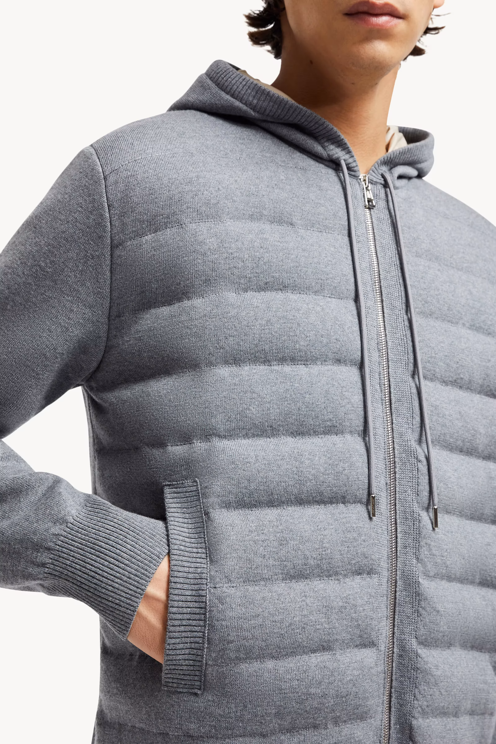 Padded Wool Zip-up hoodie
