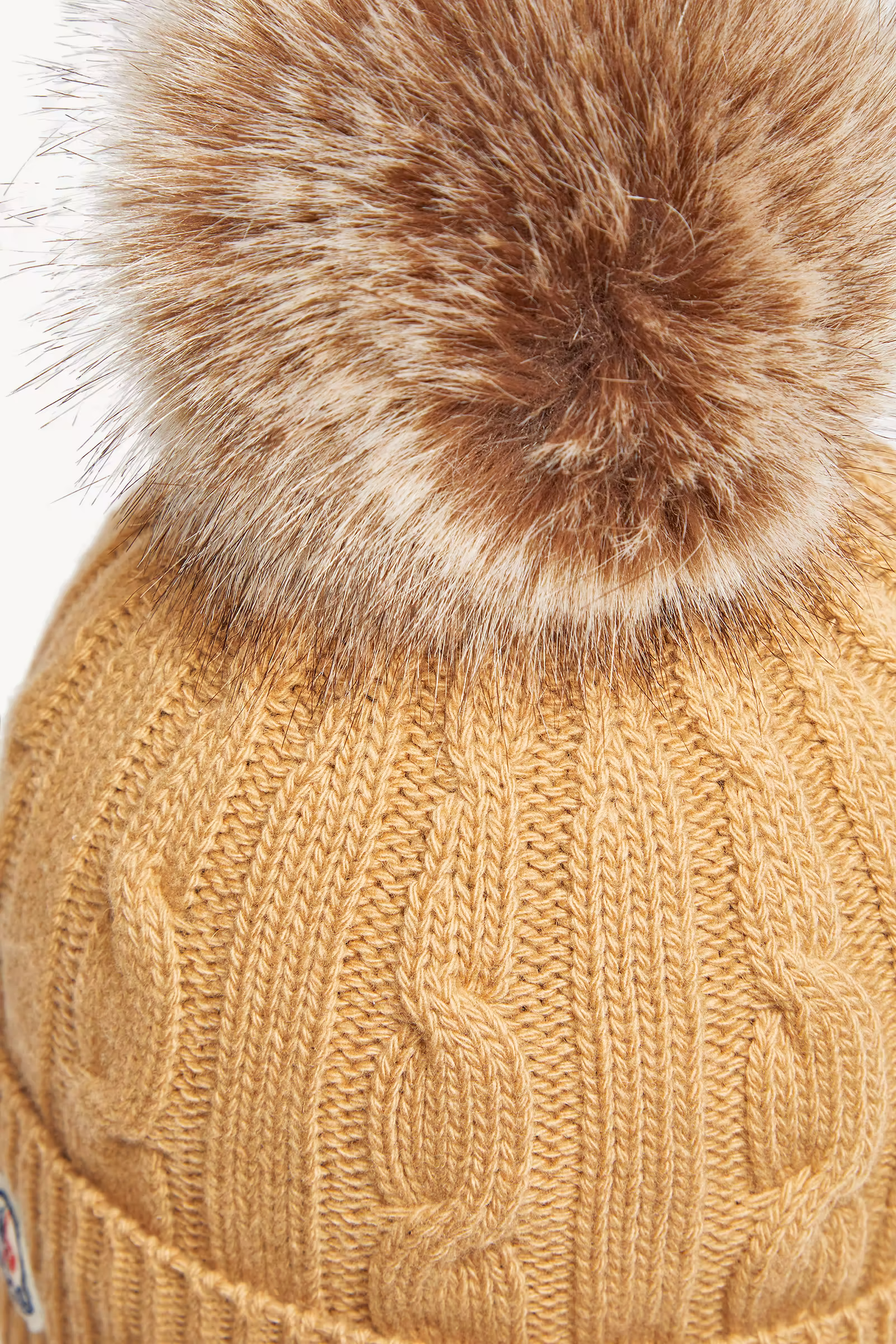 Wool & Cashmere Beanie with Faux Fur Pom Pom