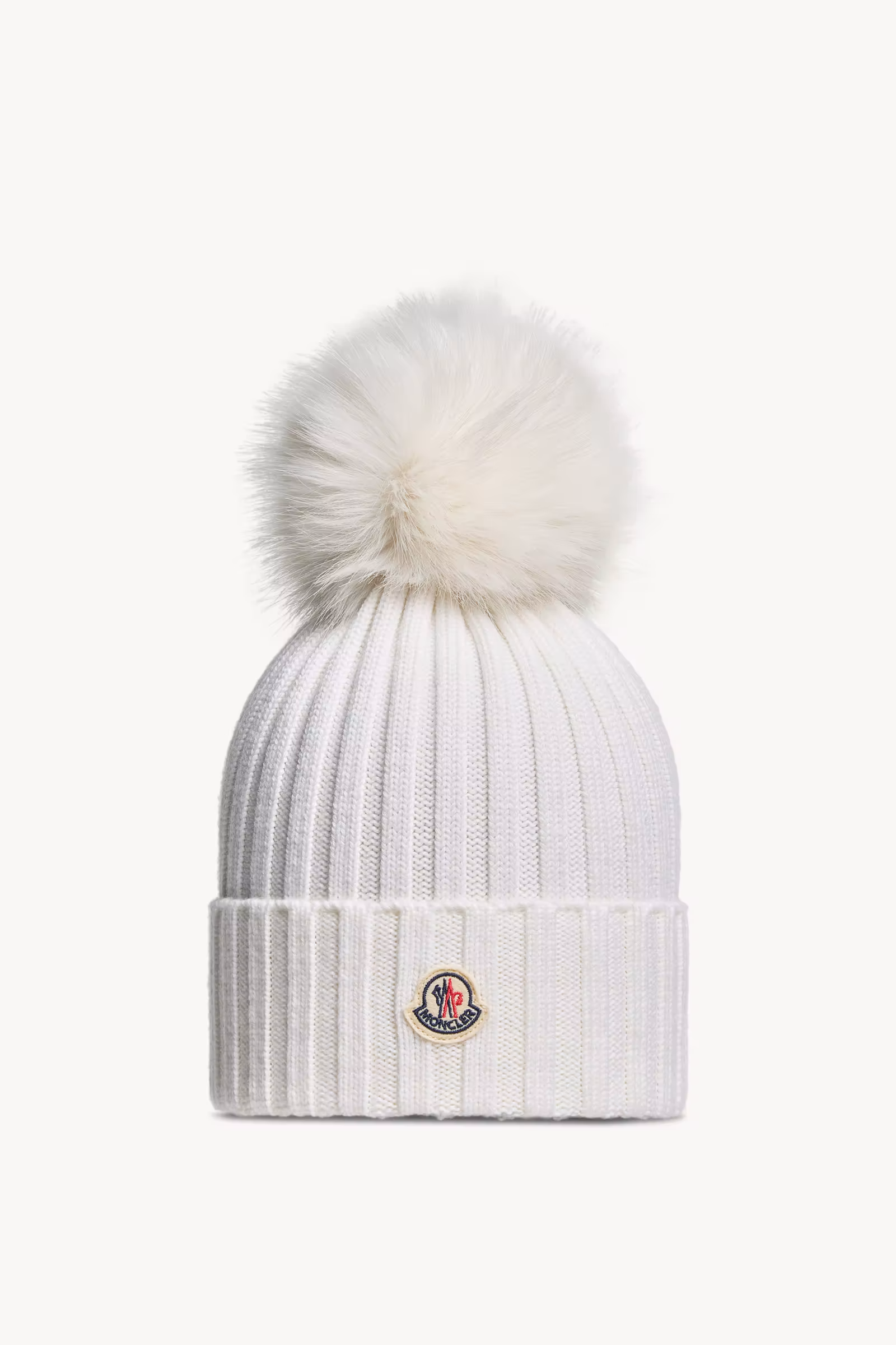 Wool Beanie with Faux Fur Pom Pom