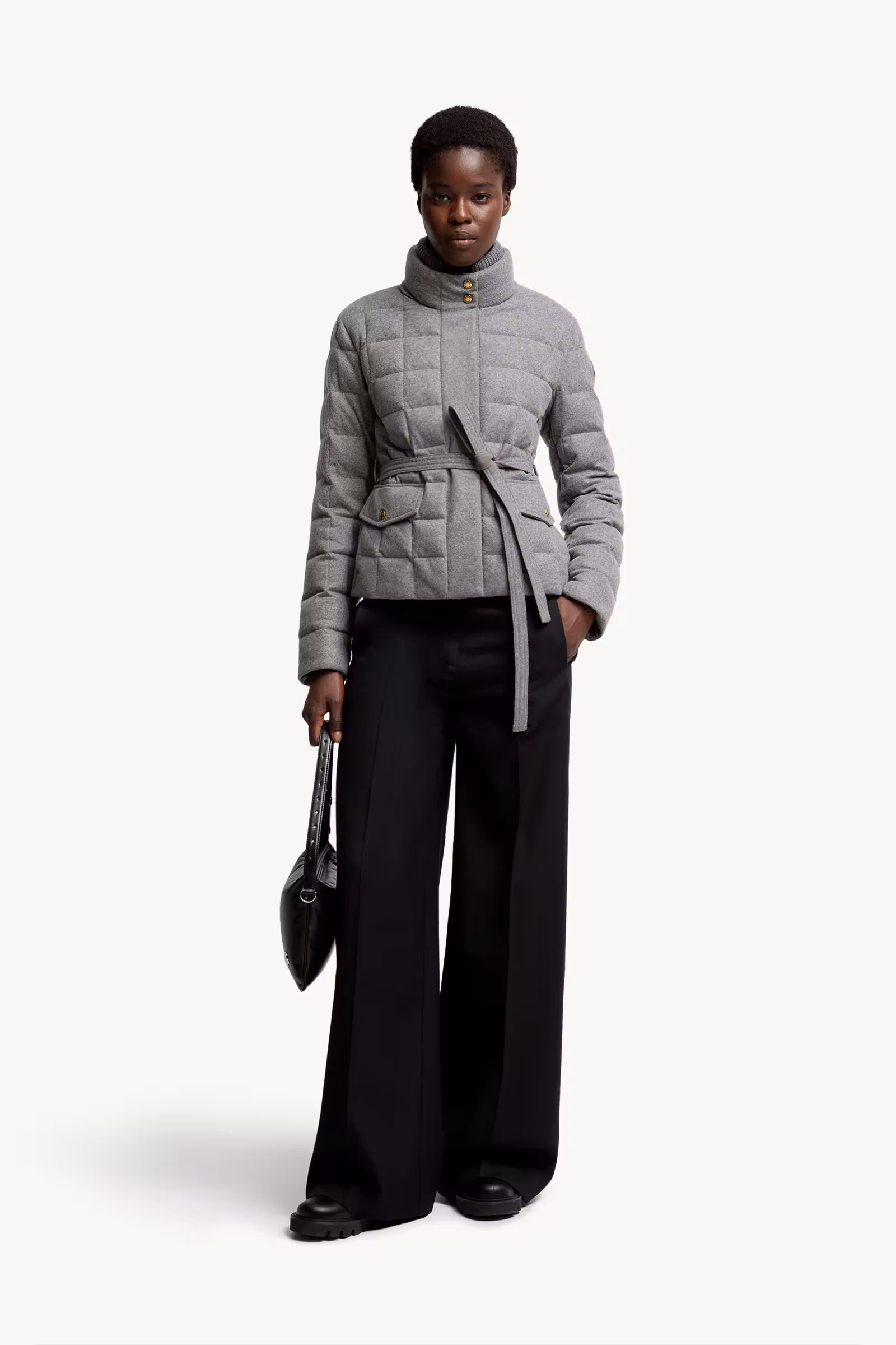 Bussettes Wool Blend Belted Short Down Jacket