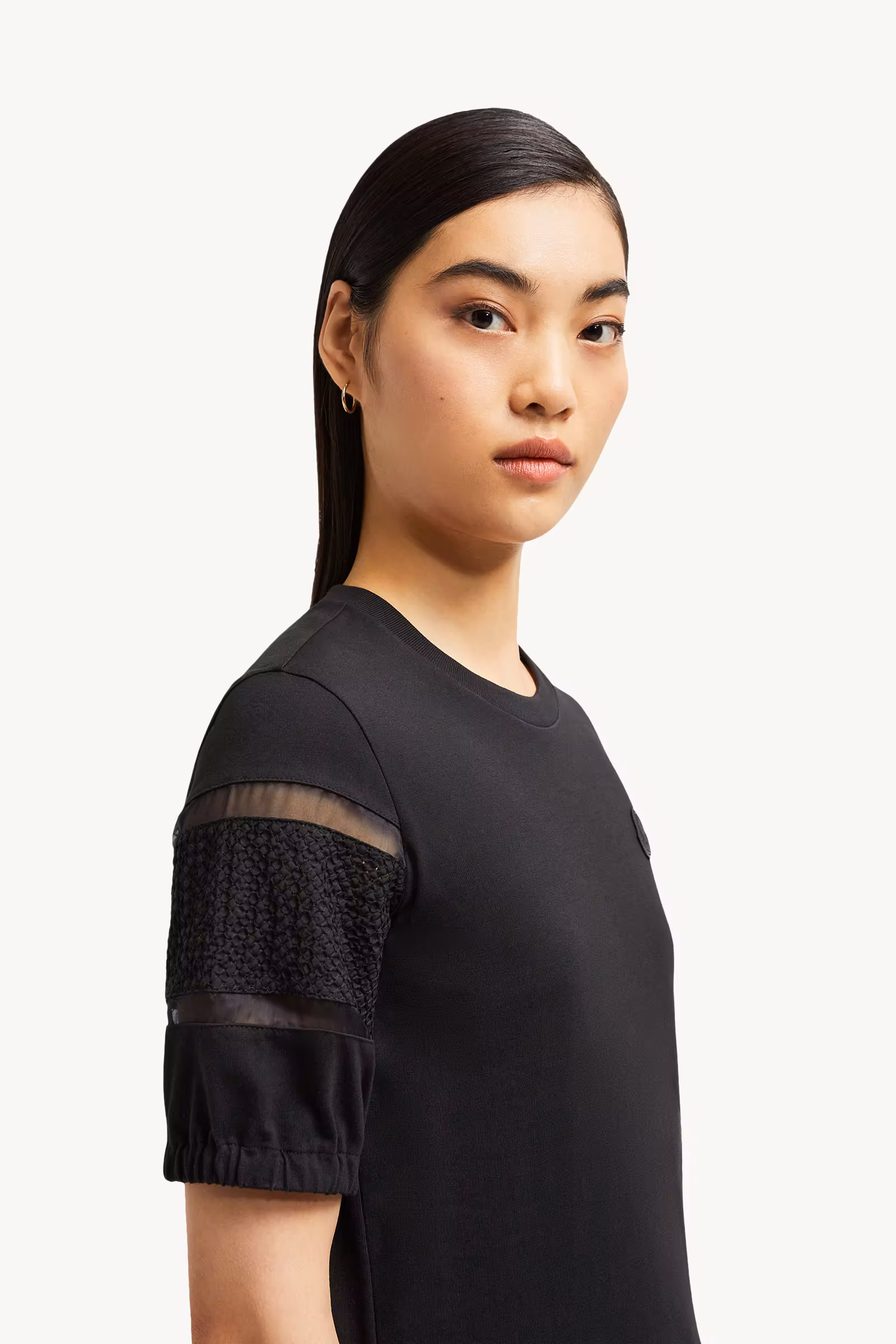 Silk Trim Cotton T-Shirt