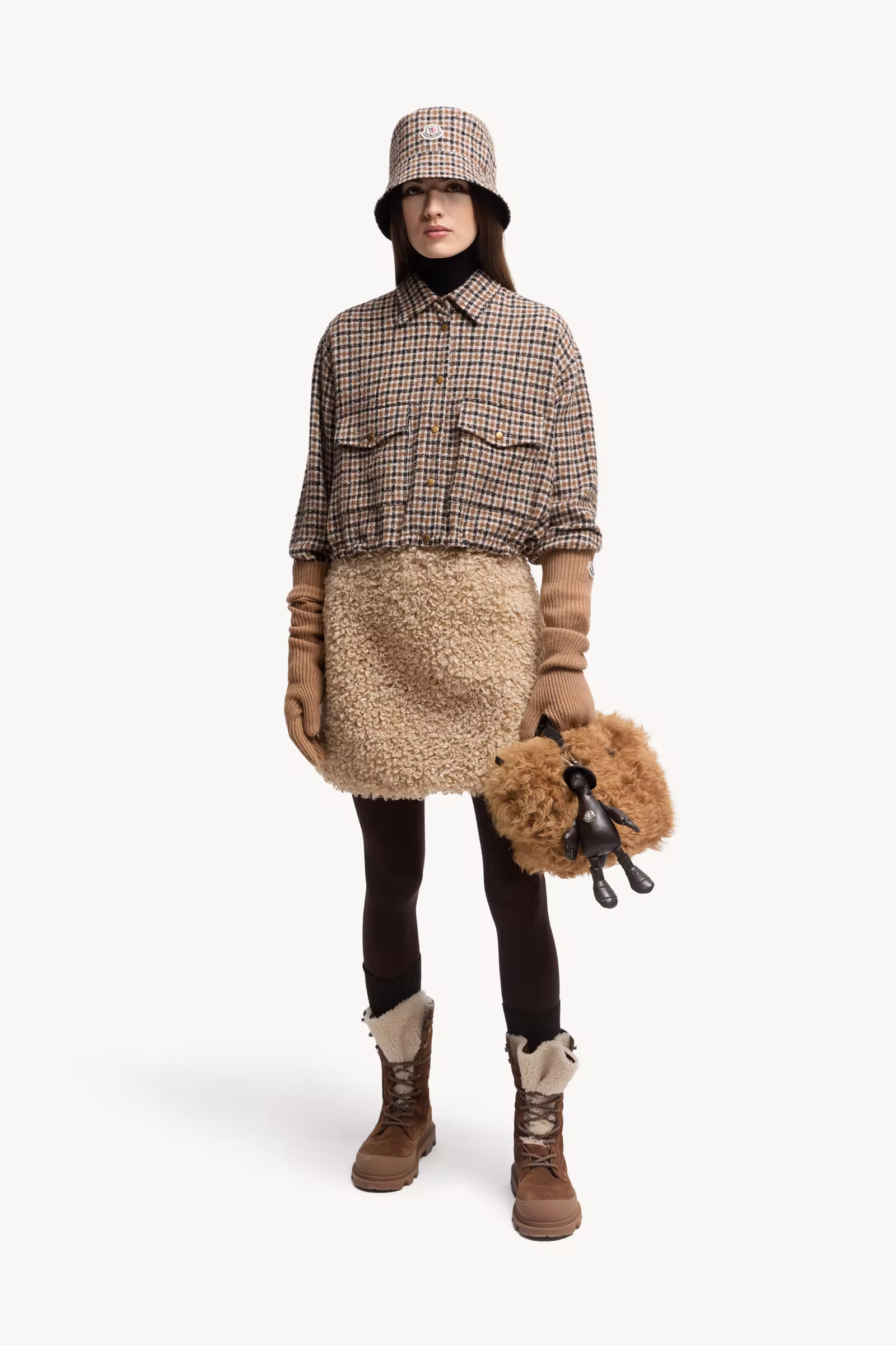 Check Wool Blend Long Sleeve Shirt