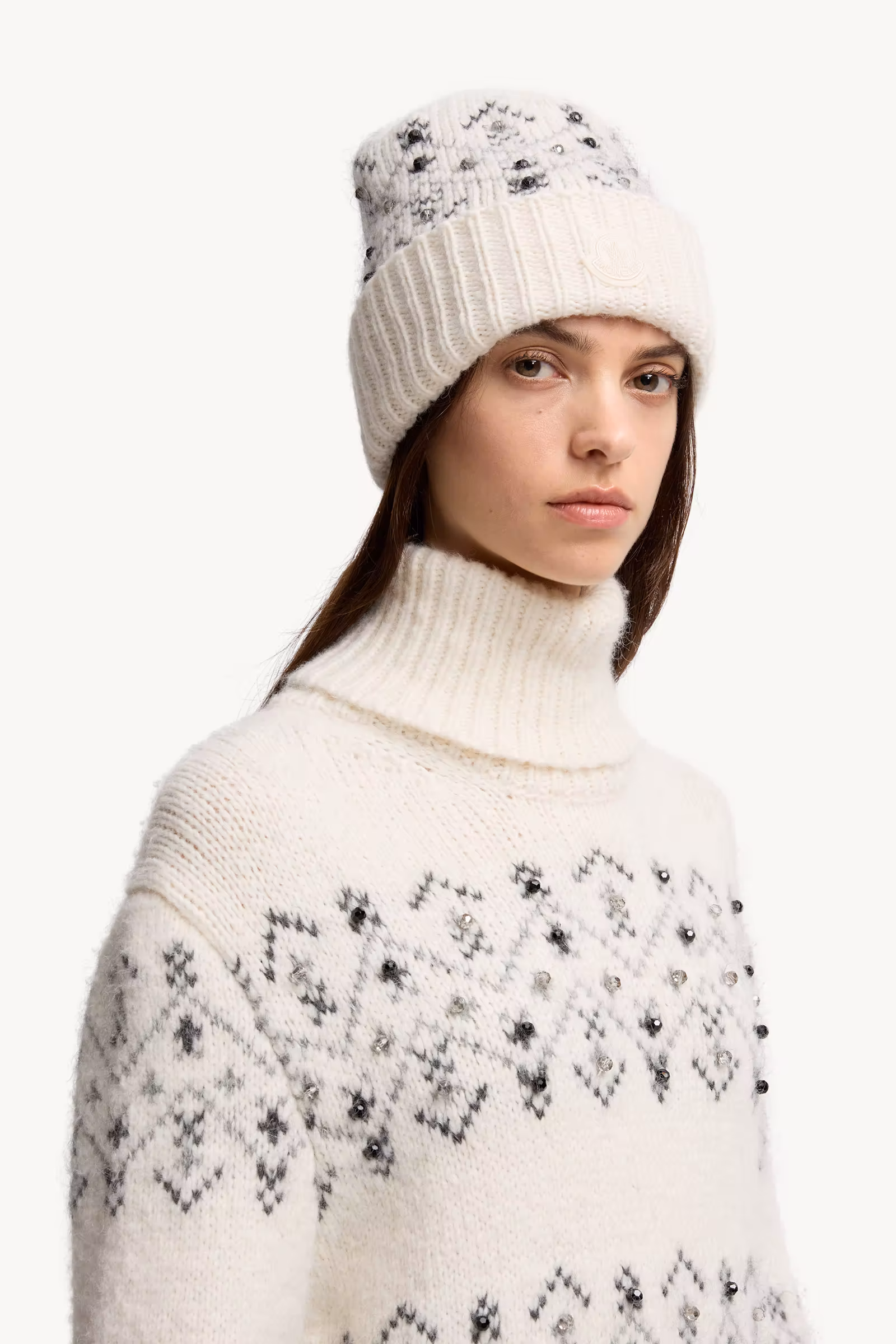 Crystal-Embroidered Alpaca Blend Beanie