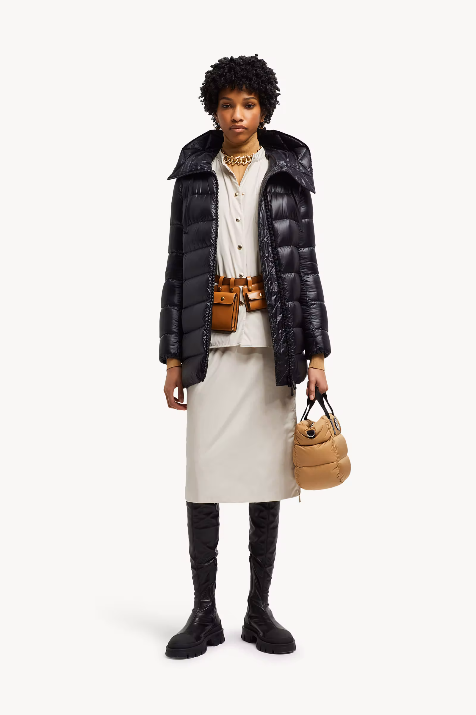 Suyen Hooded Mid-Length Down Jacket