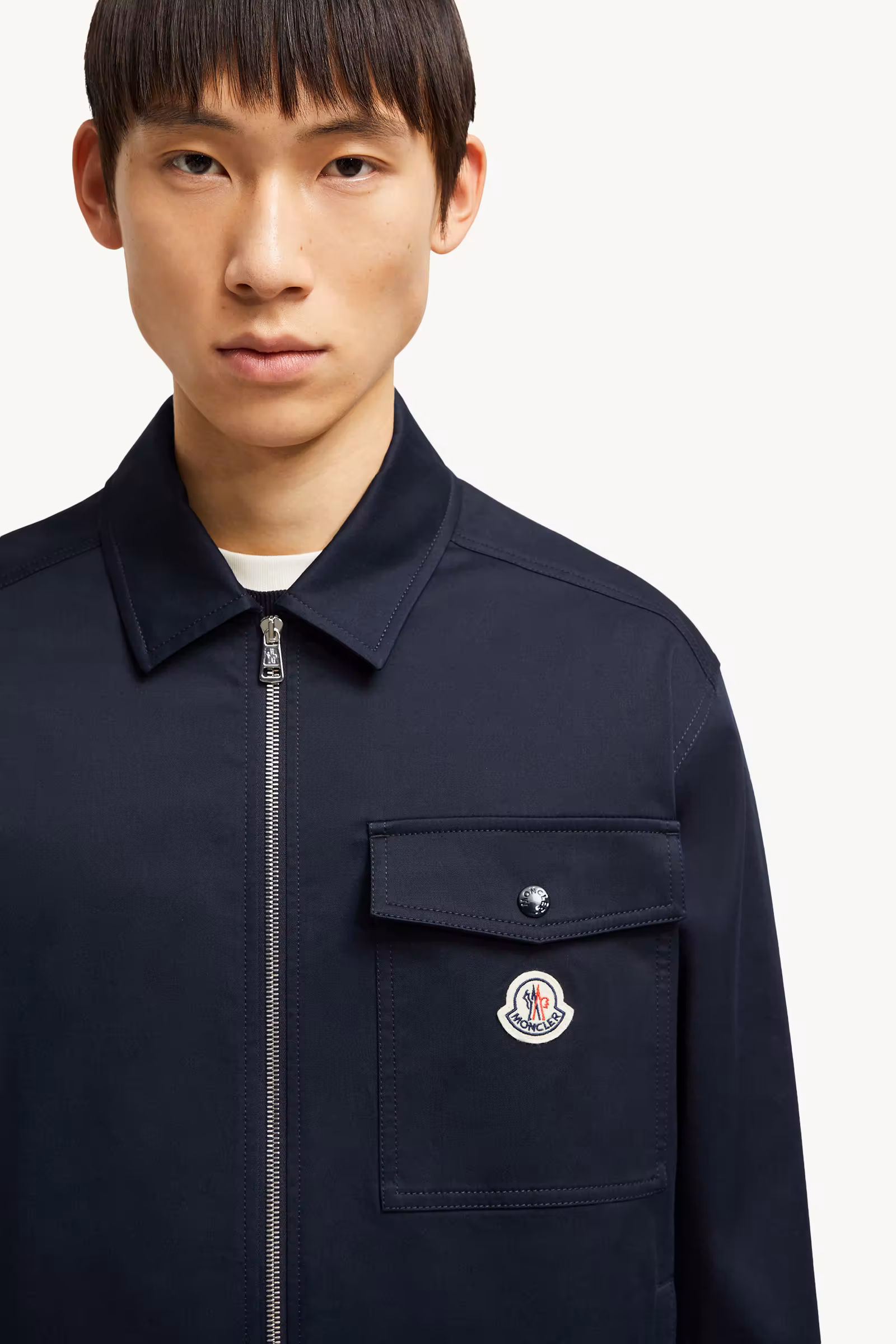 Cotton Gabardine Zip-Up Shirt Jacket