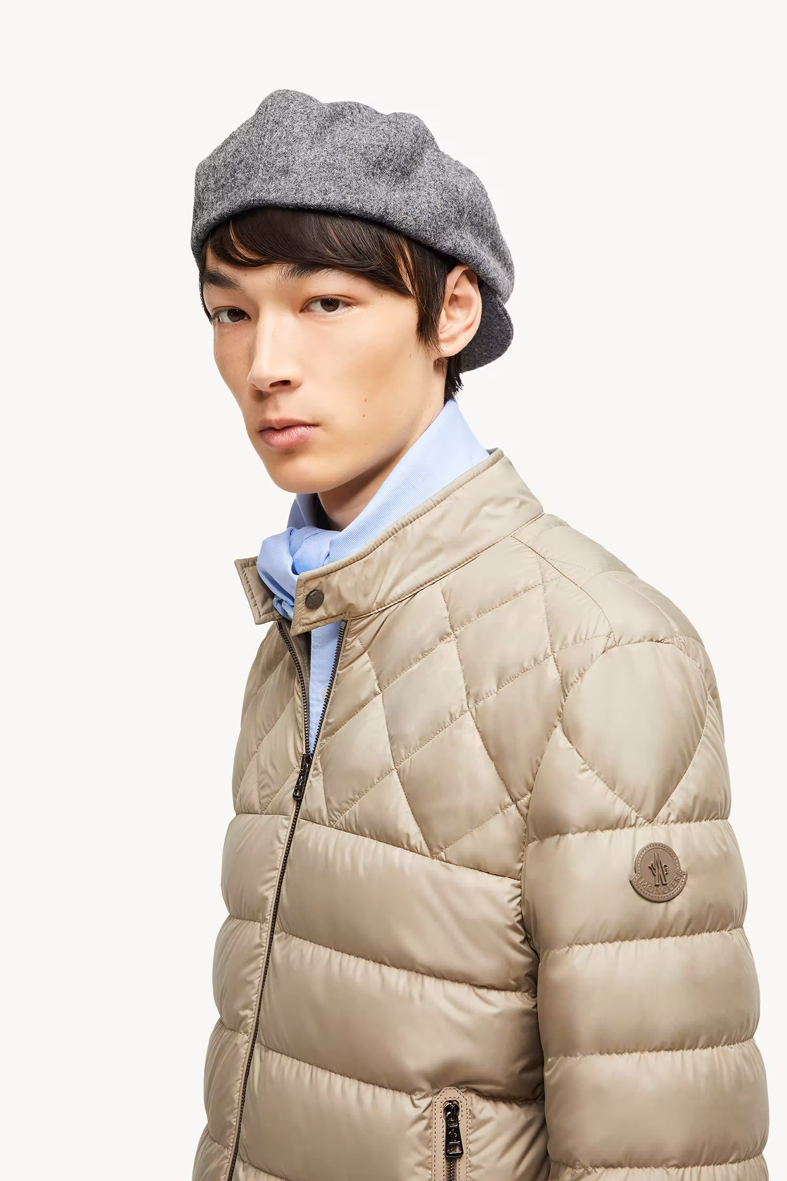 Tuile Leather-Trimmed Down Biker Jacket