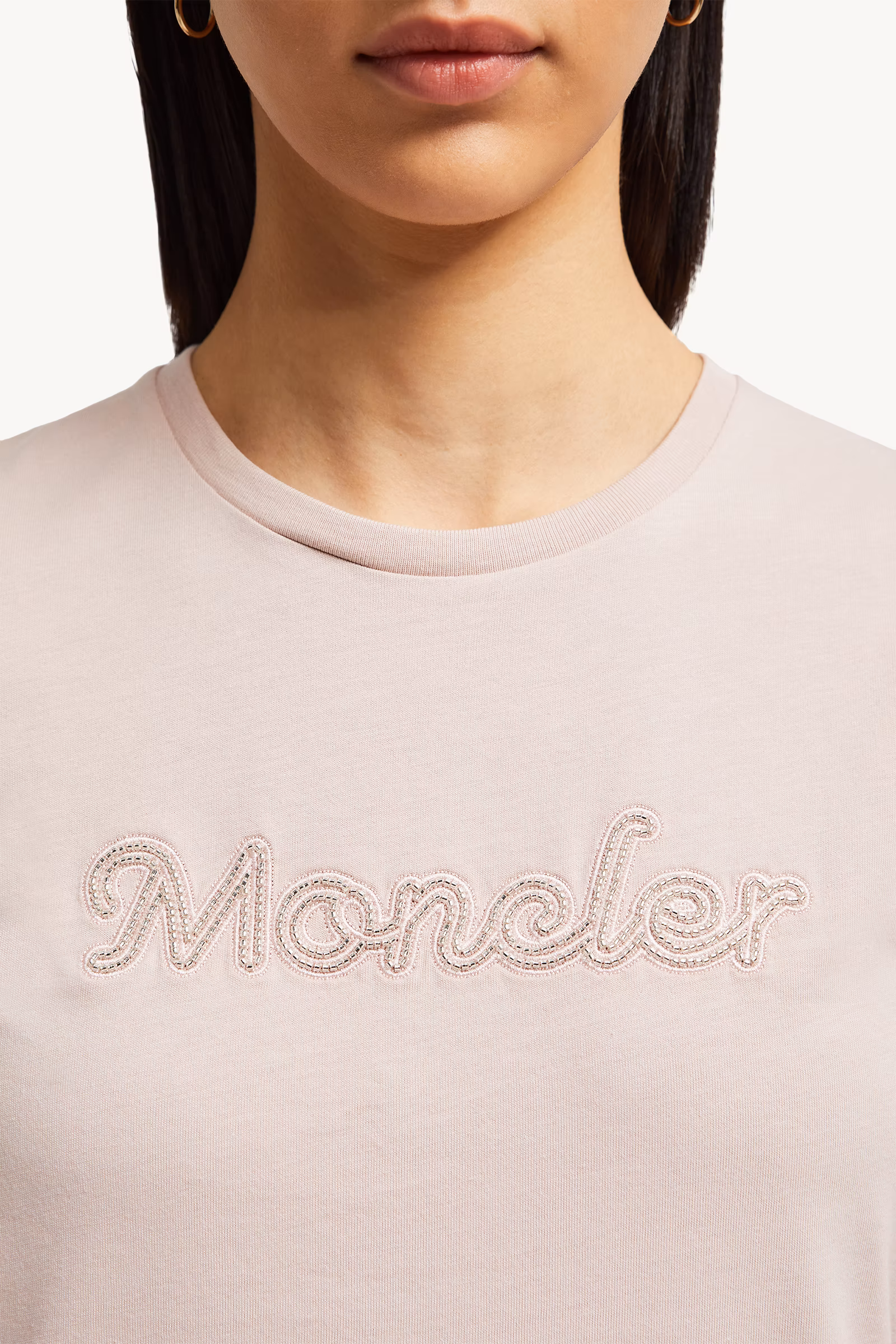 Pearl-Embroidered Logo Cotton T-Shirt