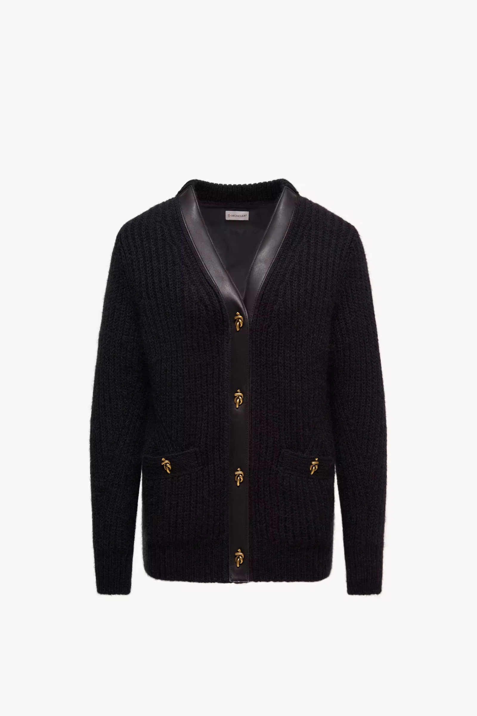 Leather-Trimmed Wool & Mohair Padded Cardigan