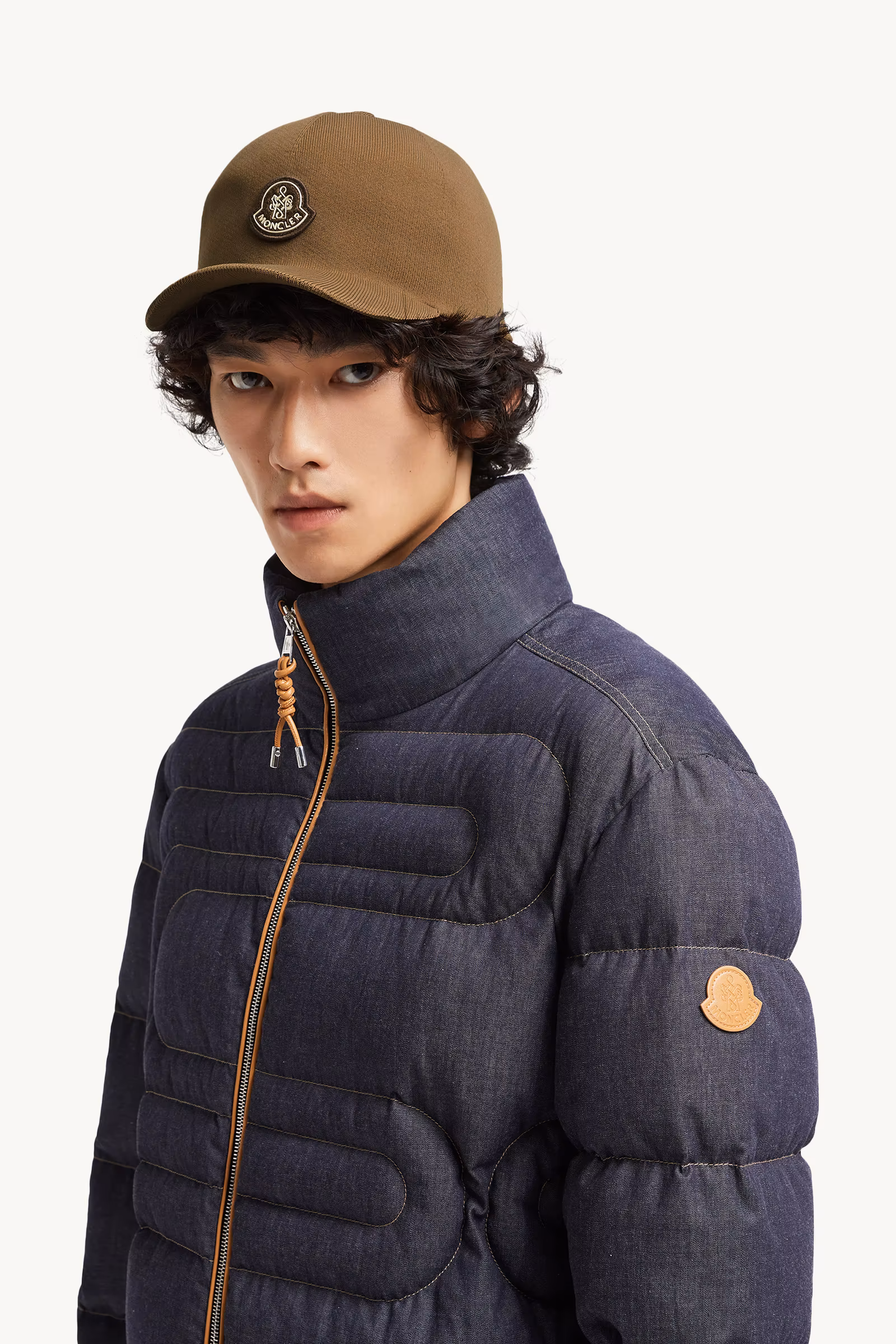 Xiaohai Snake-Quilted Denim Short Down Jacket