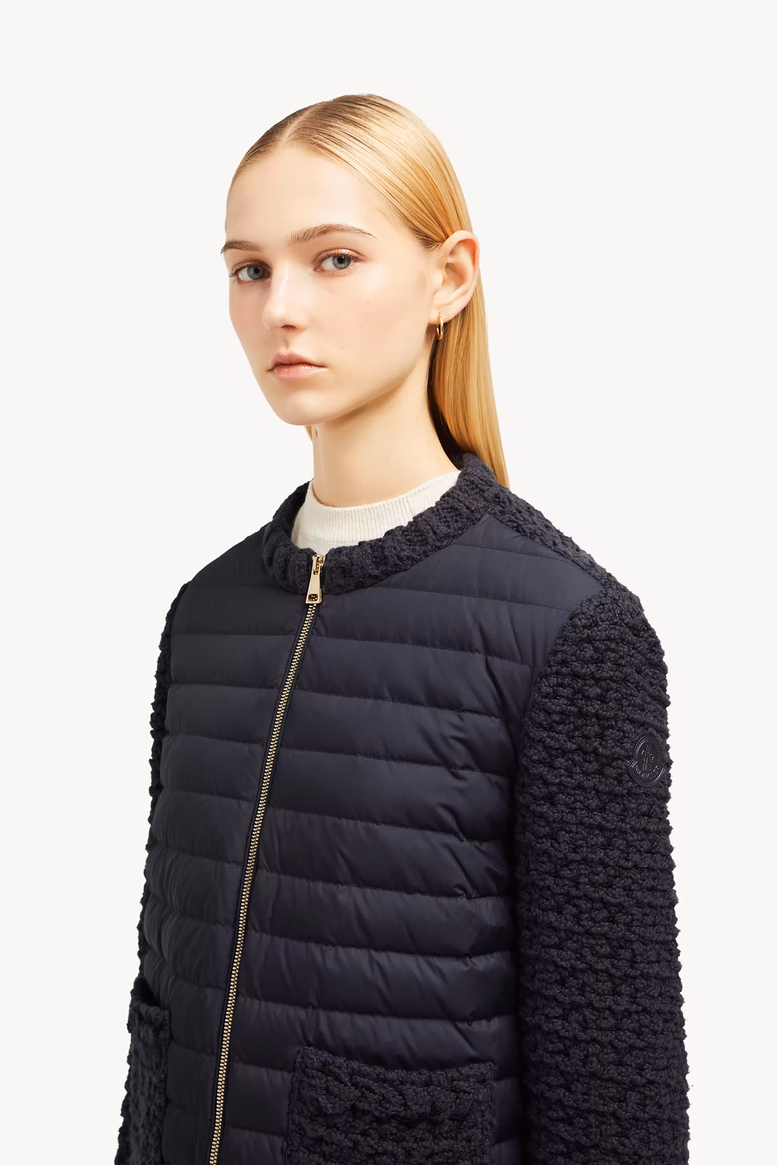 Padded Cotton Zip-Up Cardigan