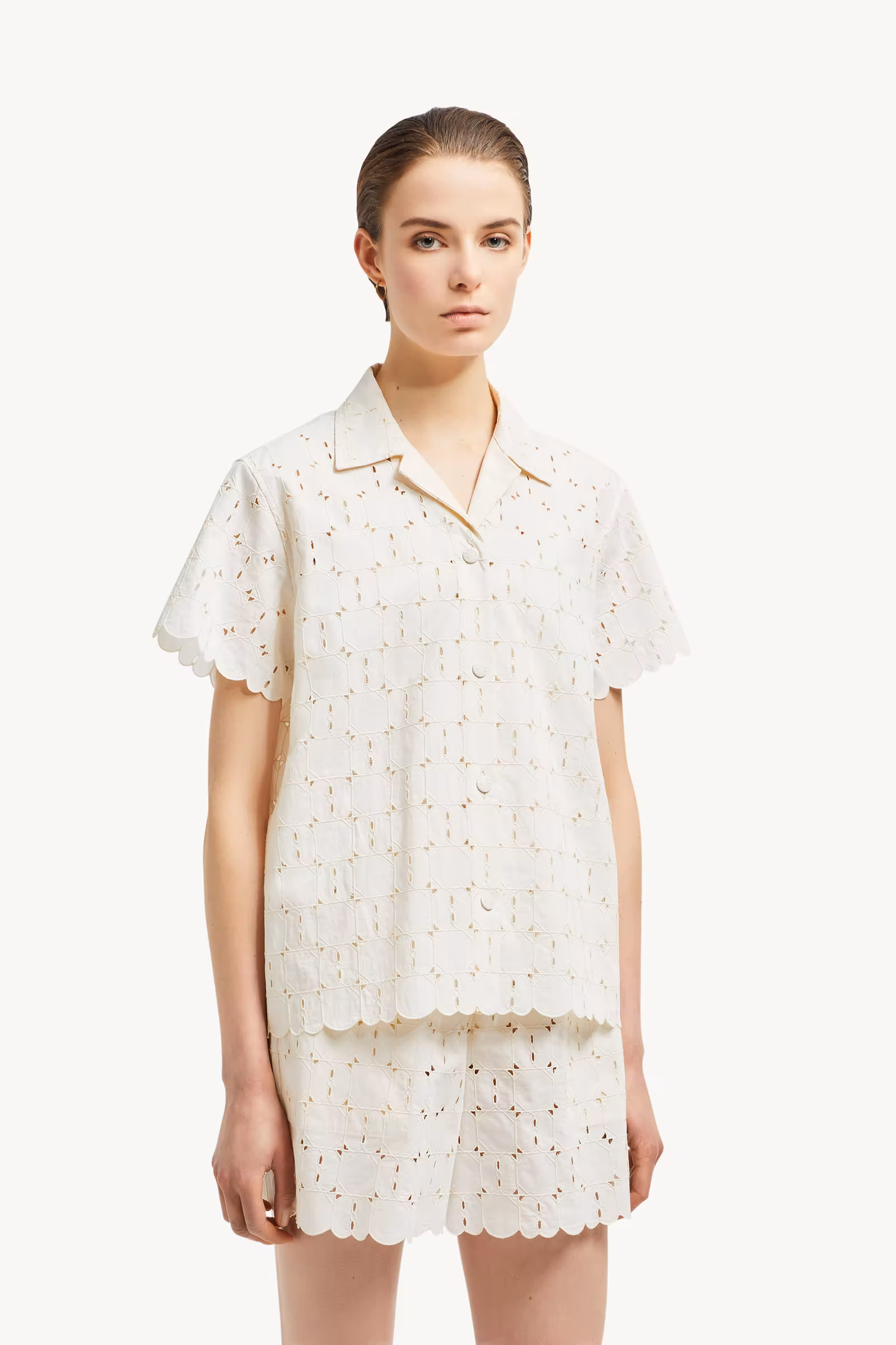 Broderie Anglaise Short Sleeve Shirt