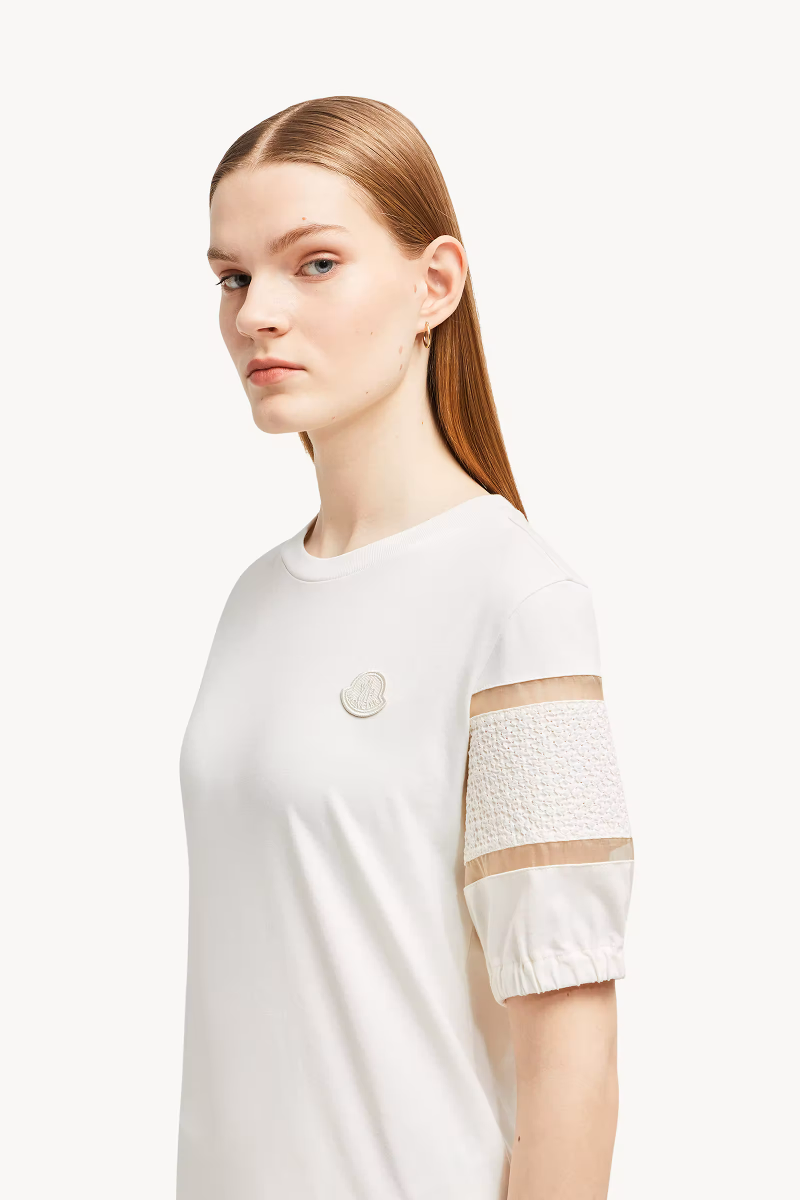 Silk Trim Cotton T-Shirt