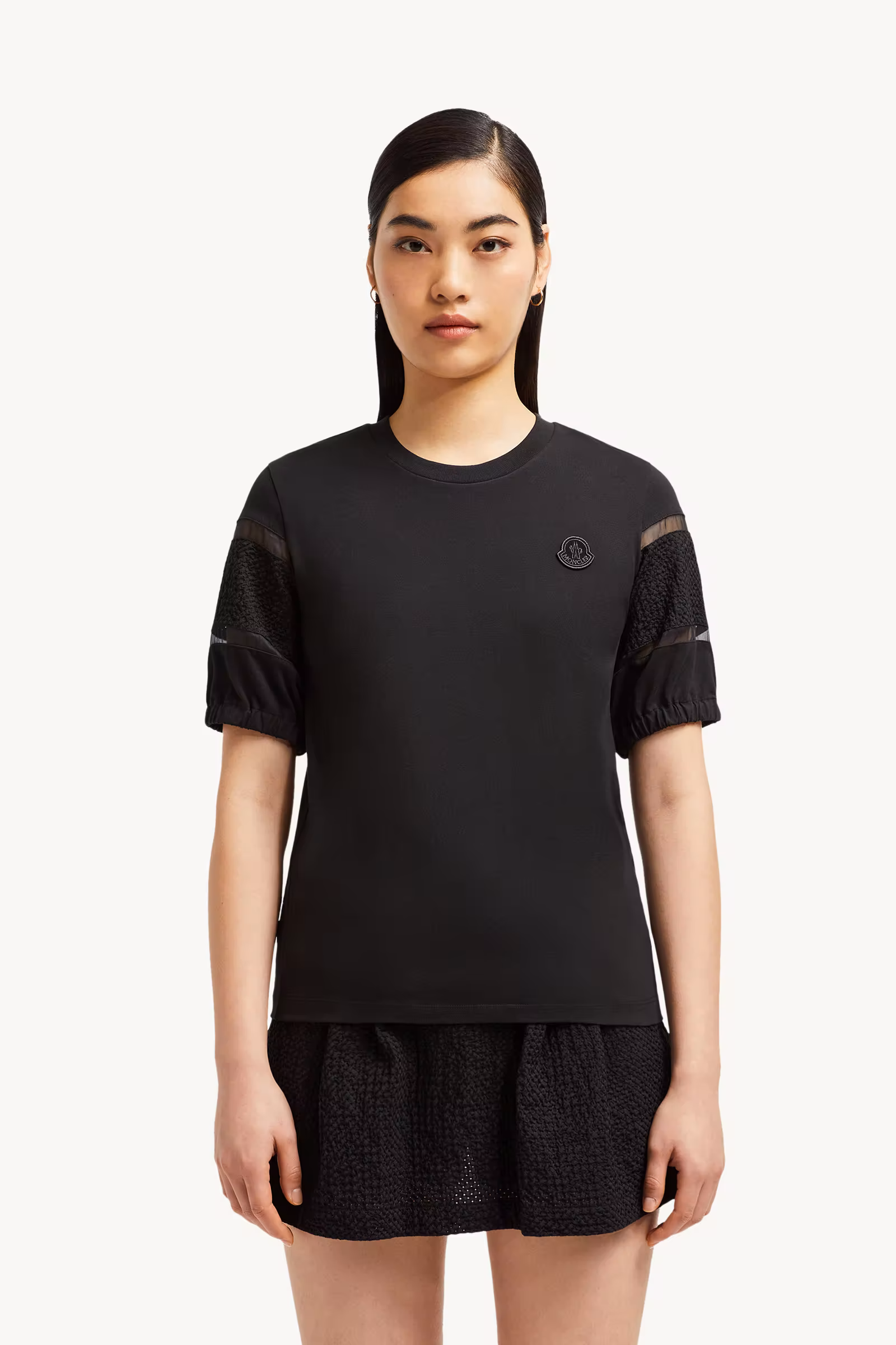 Silk Trim Cotton T-Shirt