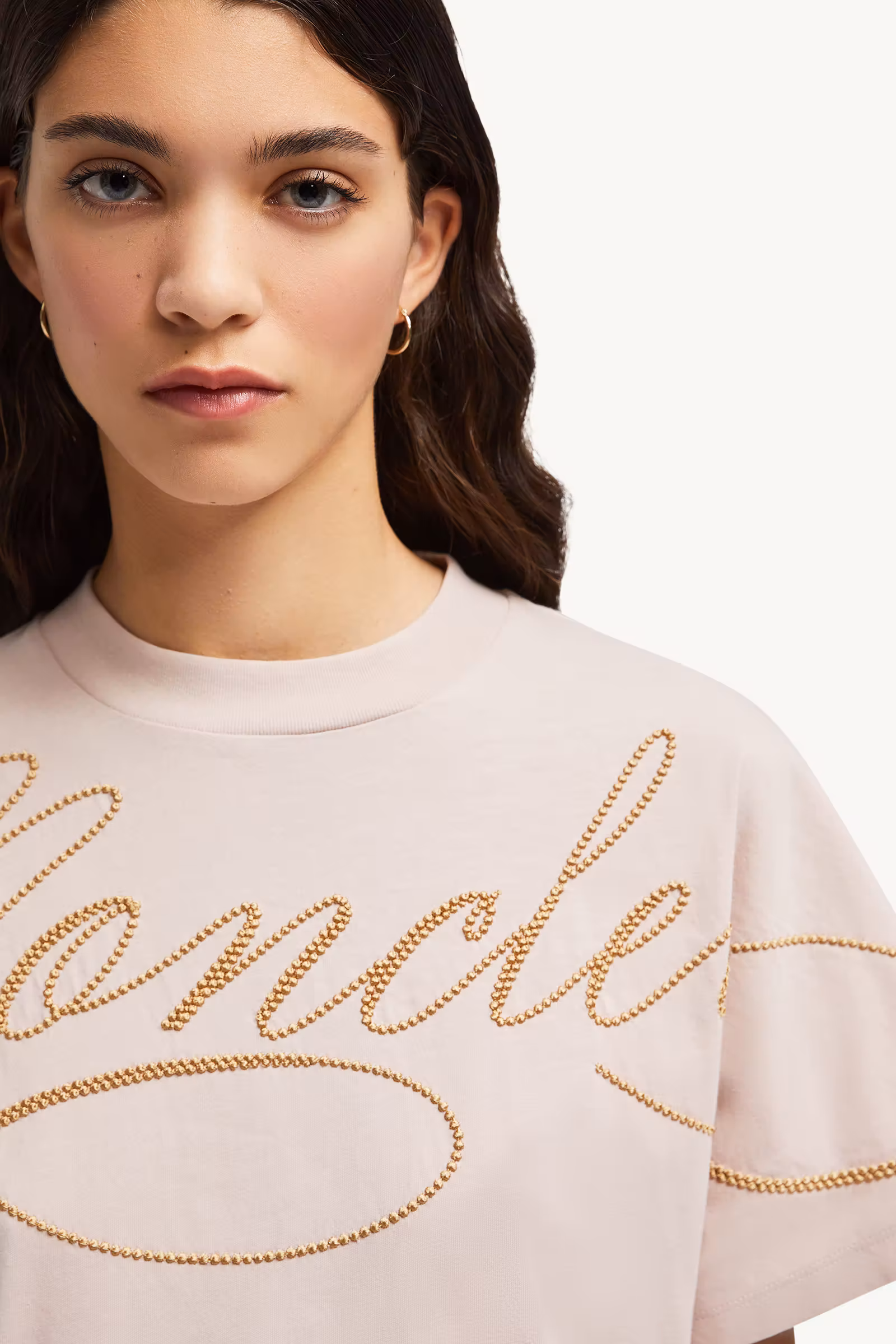 Embroidered Cursive Logo Cotton T-Shirt