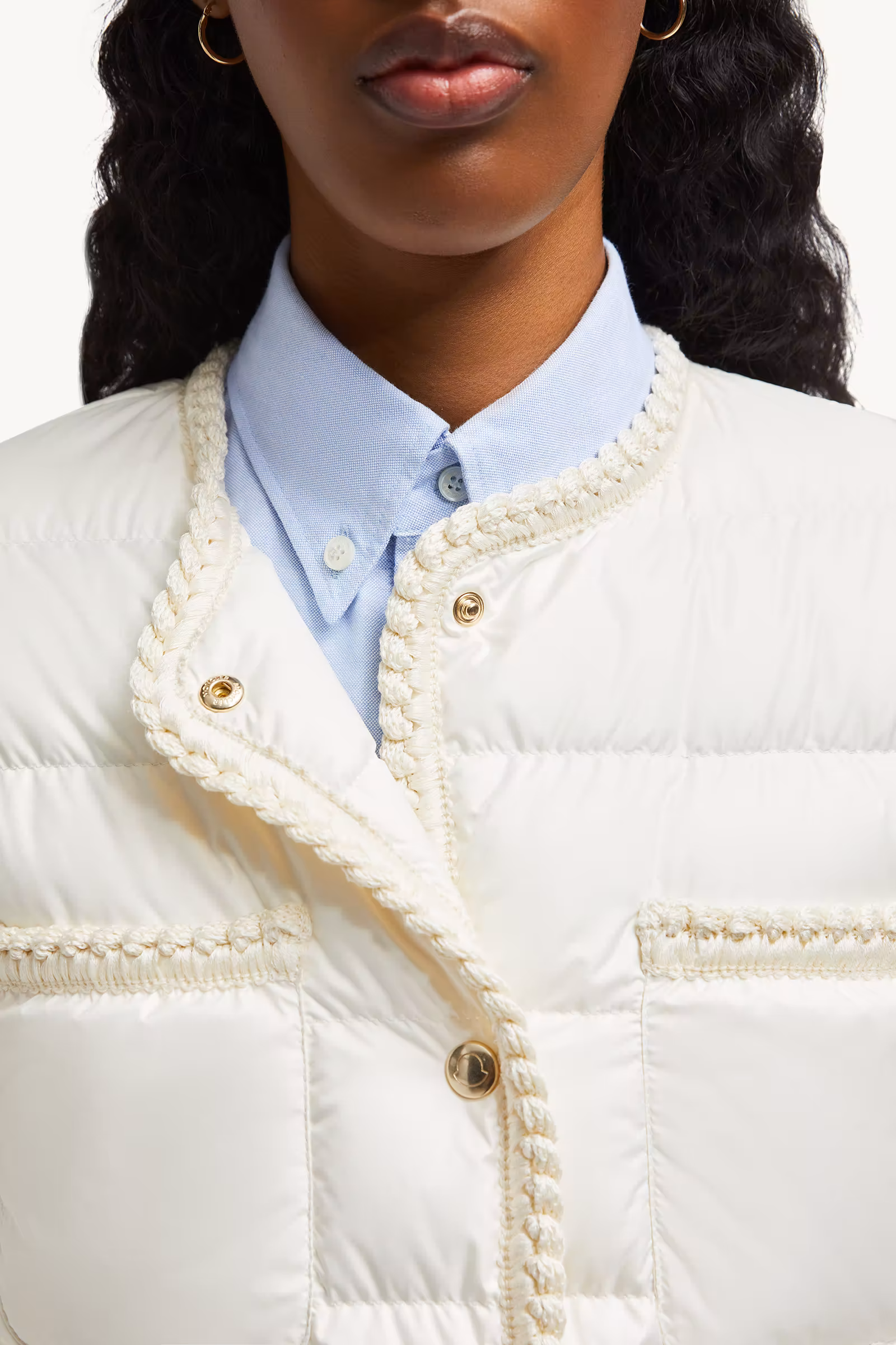 Gencaylong Braided Trim Mid-Length Down Jacket